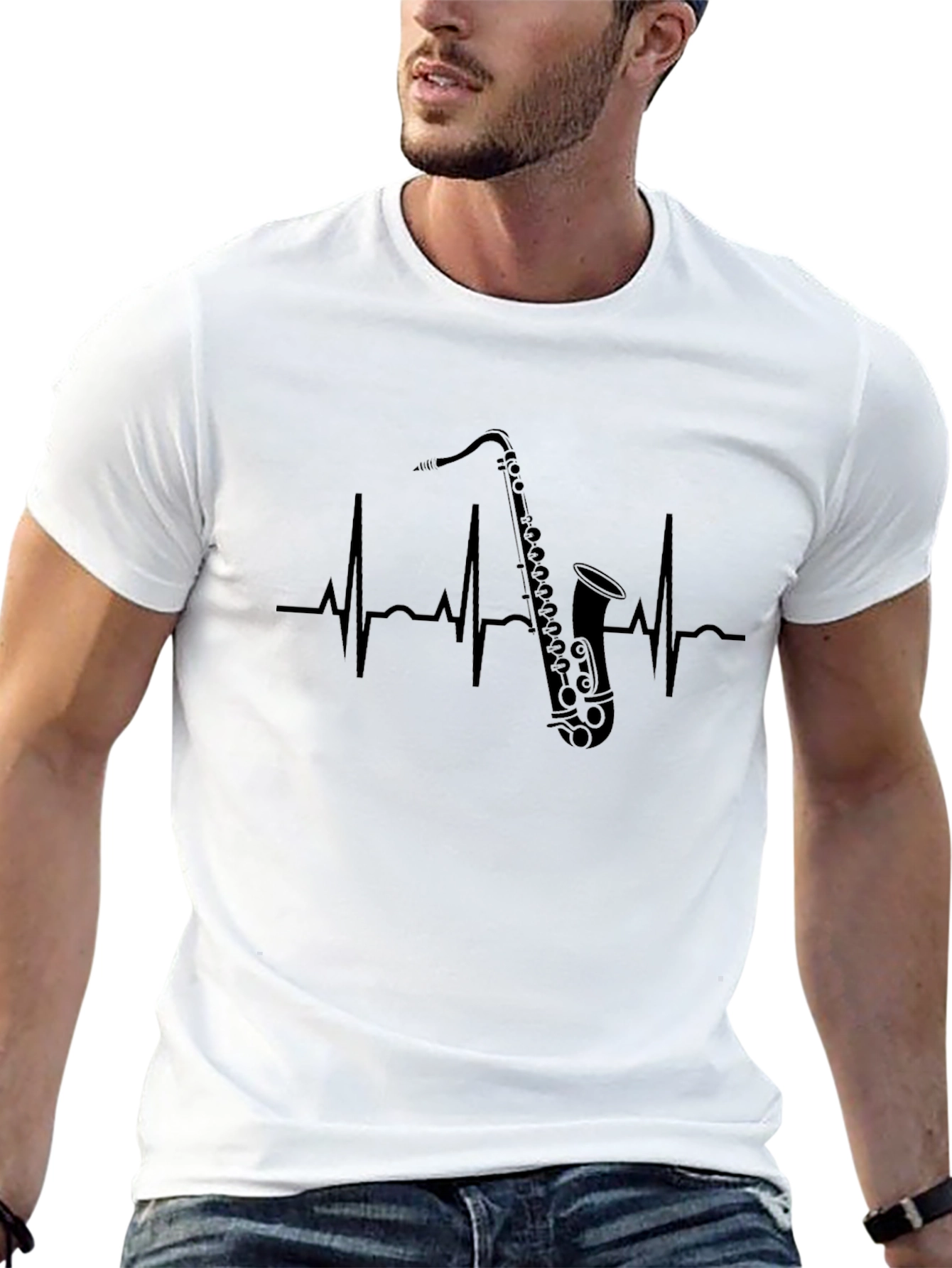 Saxophone Heartbeat Graphic Tee
