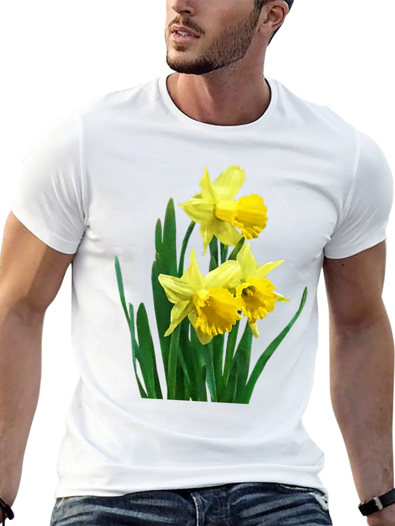 Daffodil Print Black T-Shirt