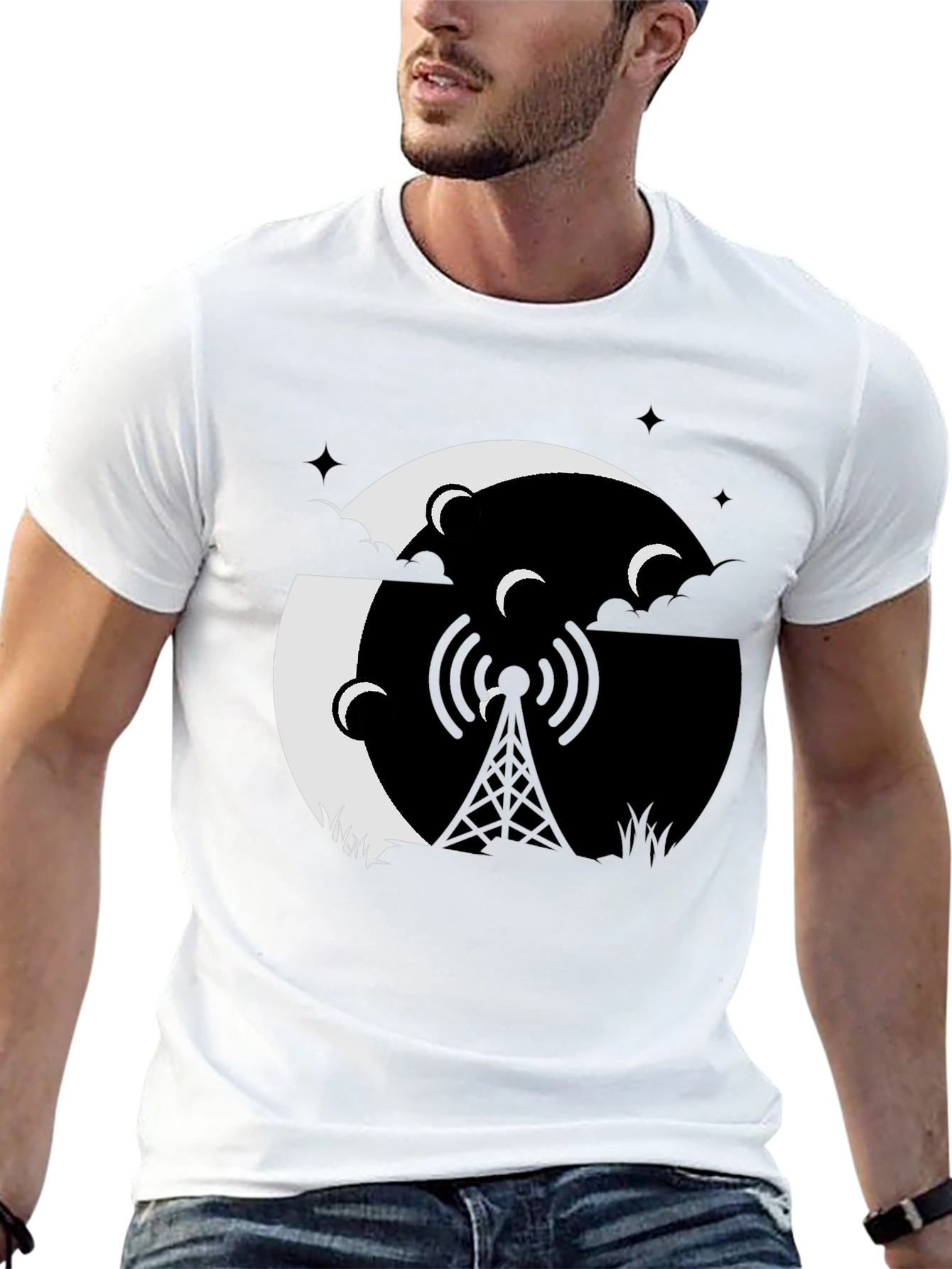 Mystic Night Tower Graphic Tee - Black