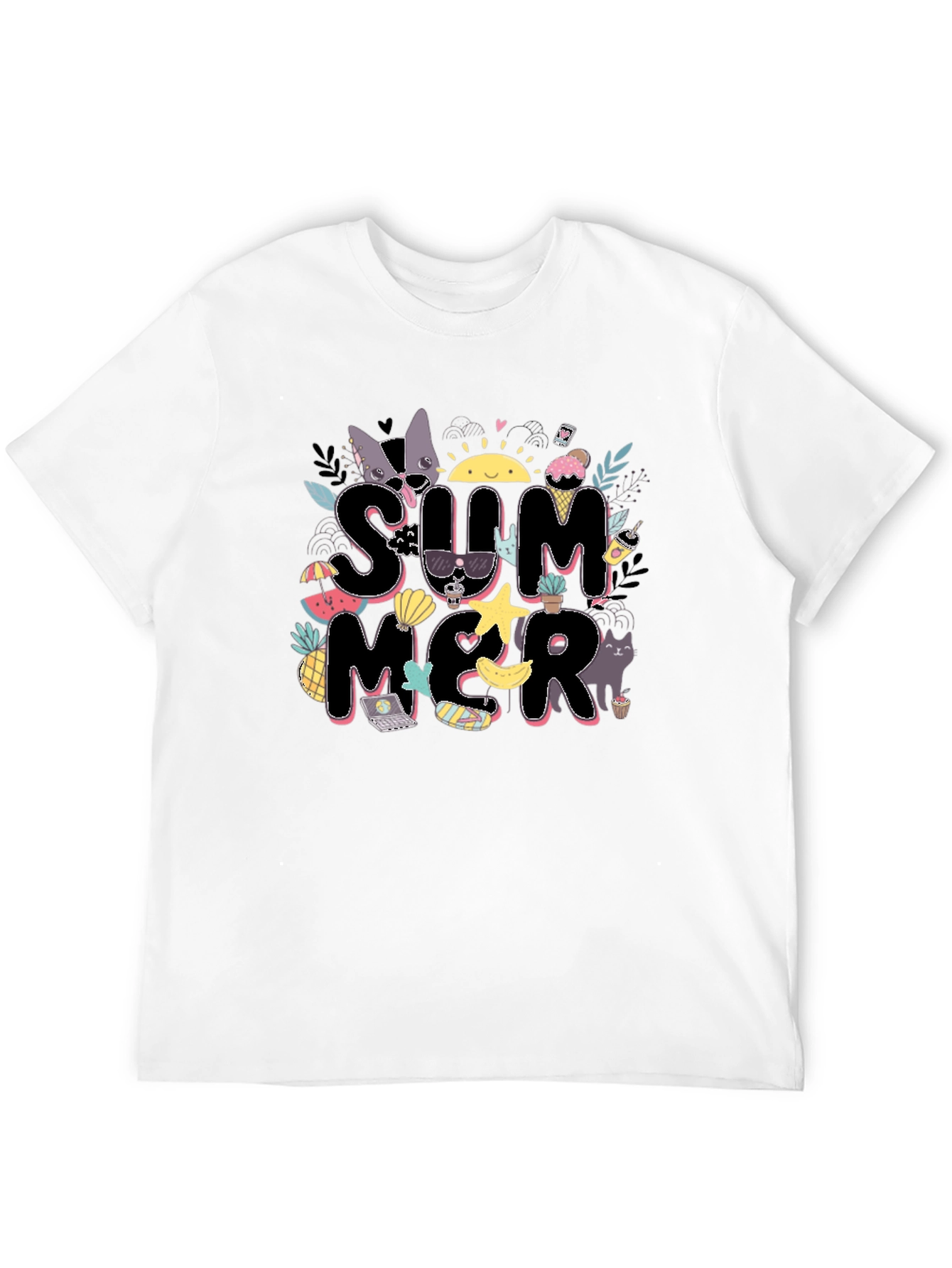 Summer Graphic Tee - Black Cotton Blend