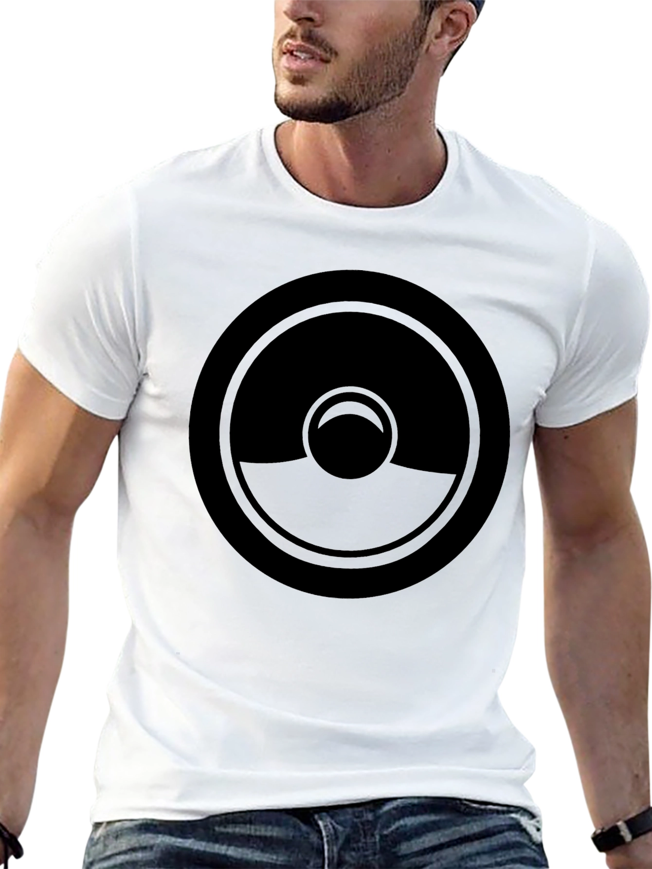 Stylish Black Graphic Tee - Circular Design