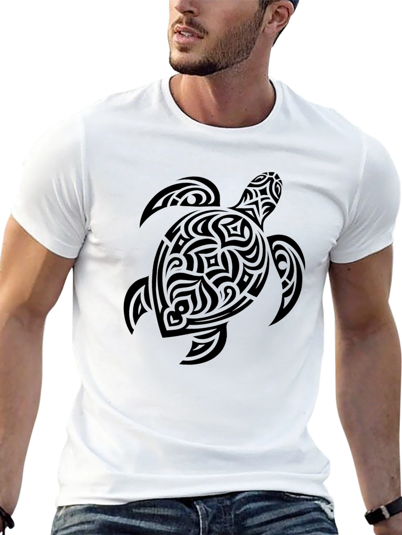 Tribal Turtle Graphic Black T-Shirt