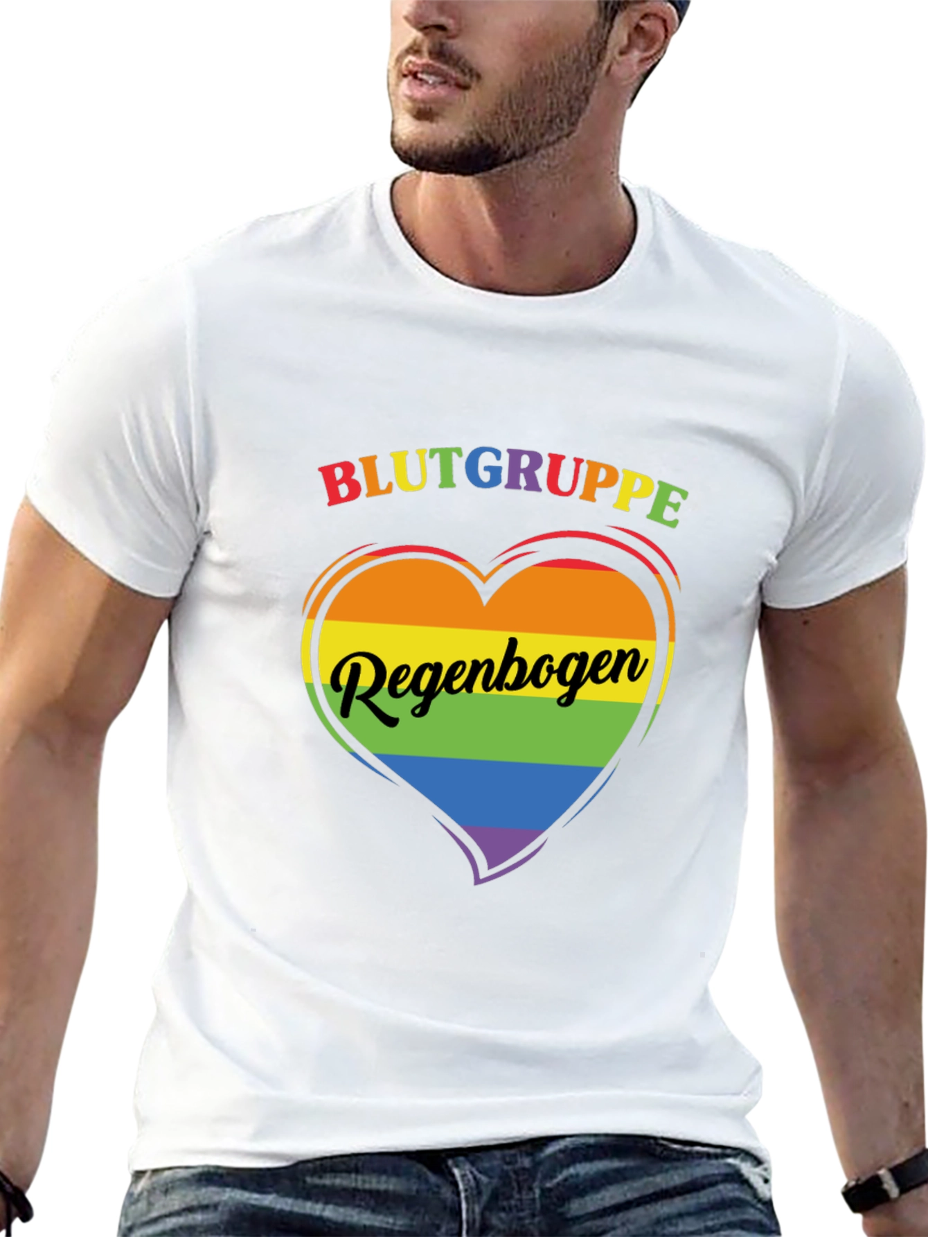Rainbow Pride Heart T-Shirt - Blutgruppe Regenbogen