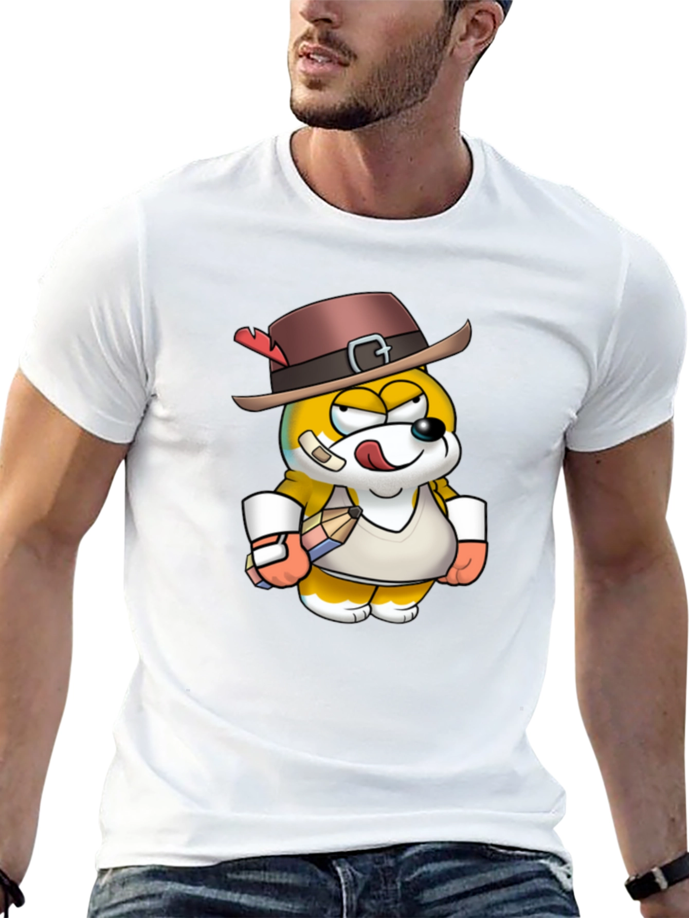 Fun Cartoon Character Black T-Shirt