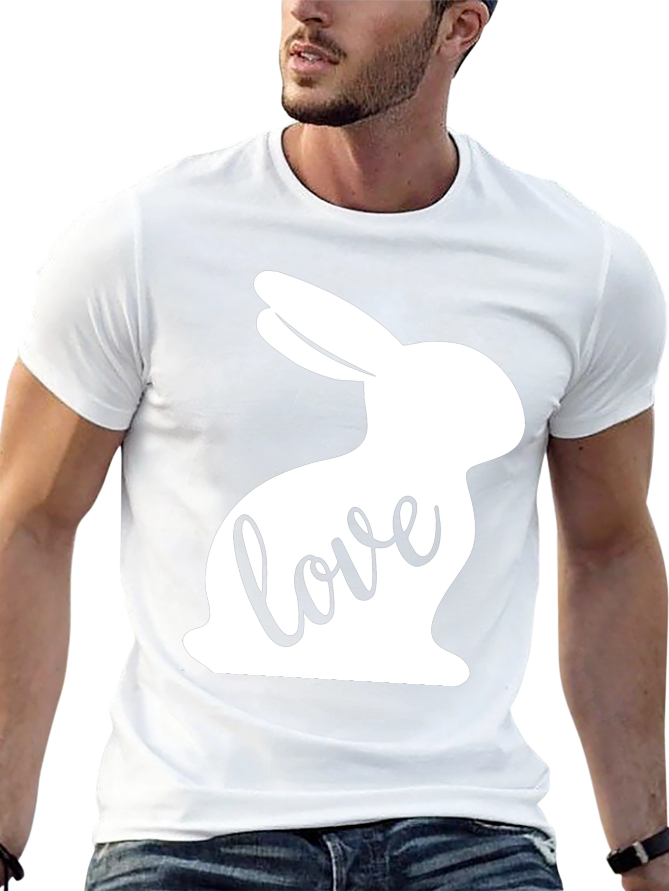 Love Bunny Graphic Tee - Black Cotton Casual Shirt