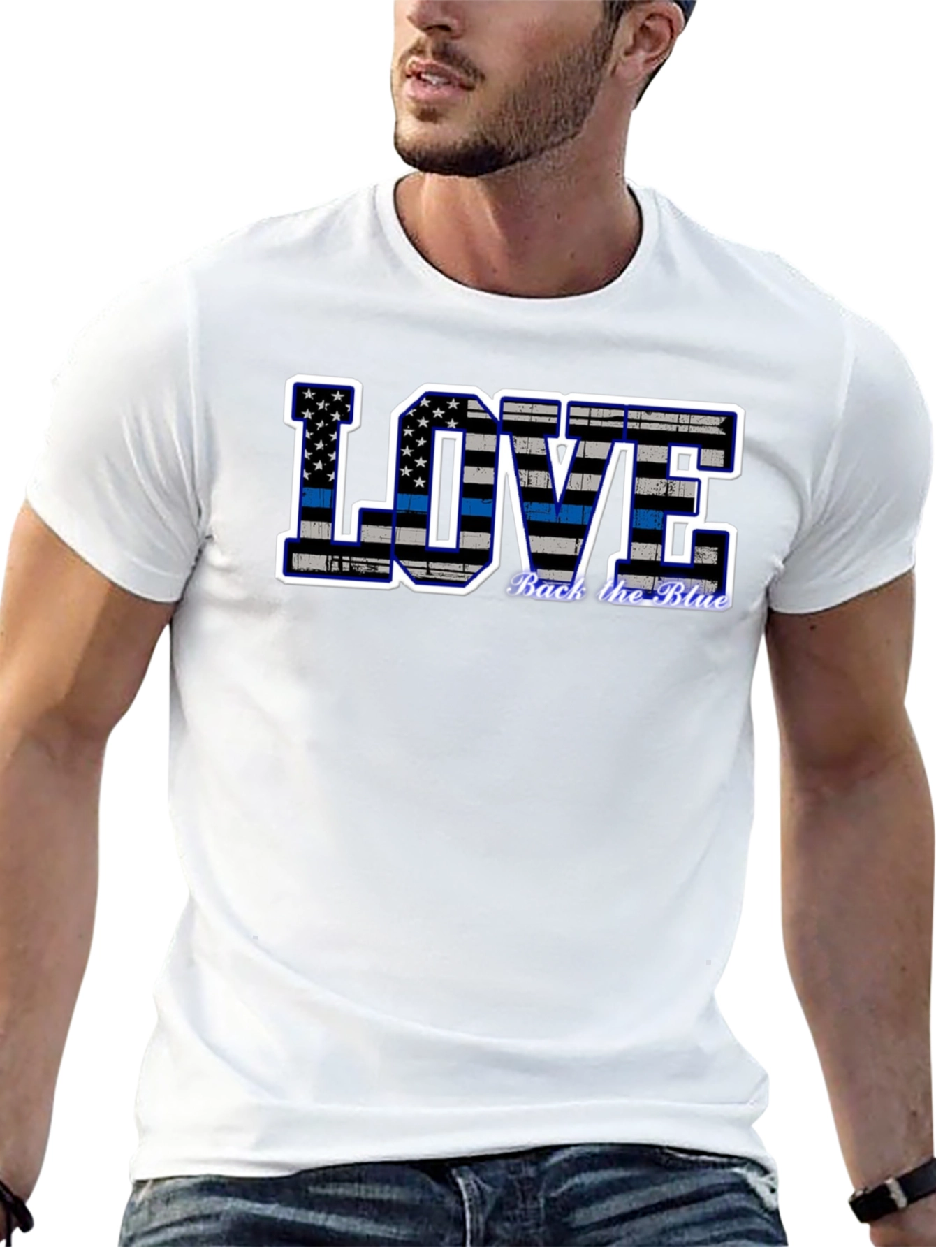 Back the Blue Thin Blue Line Love Graphic Tee