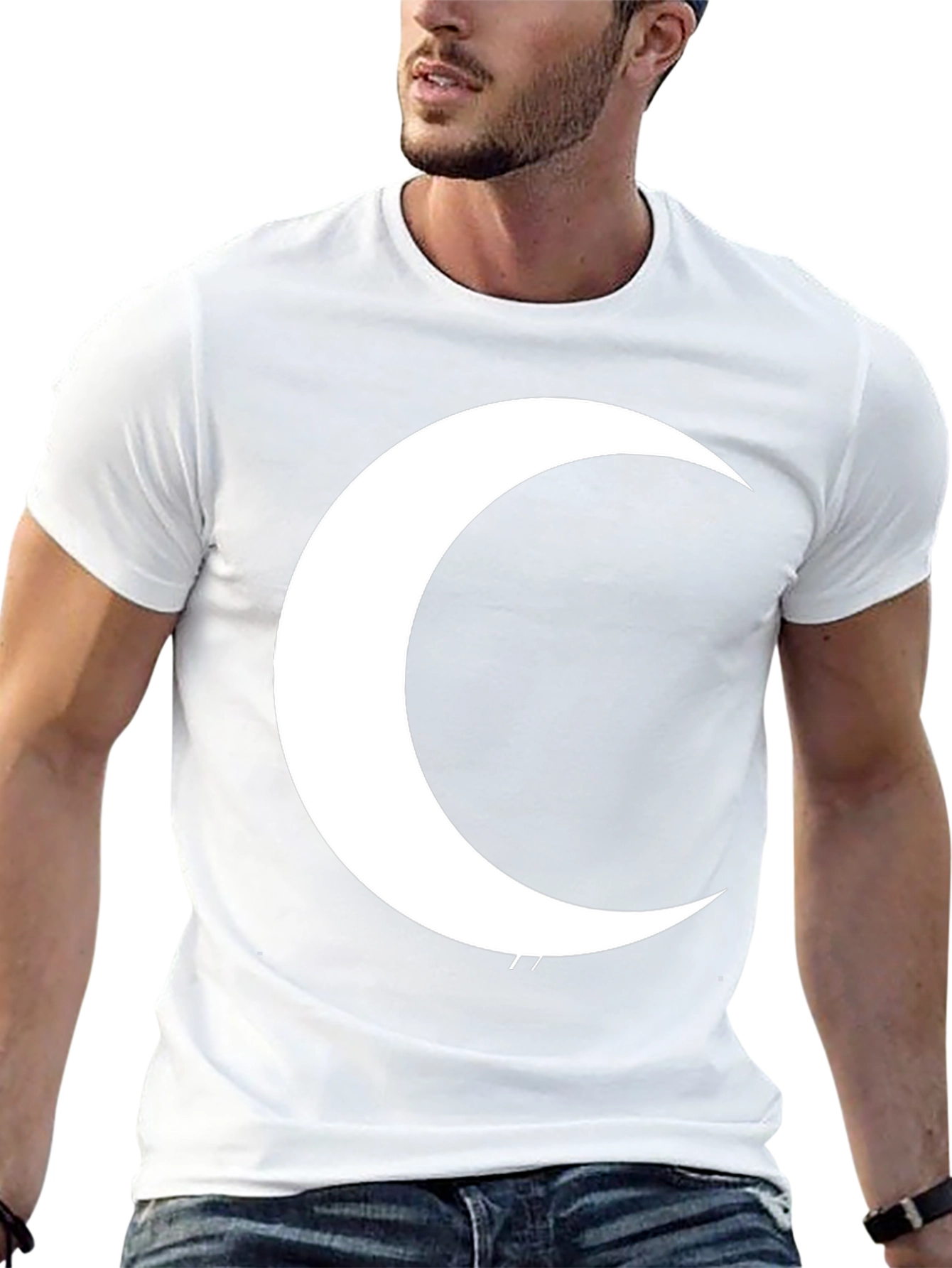 Crescent Moon Graphic T-Shirt - Black