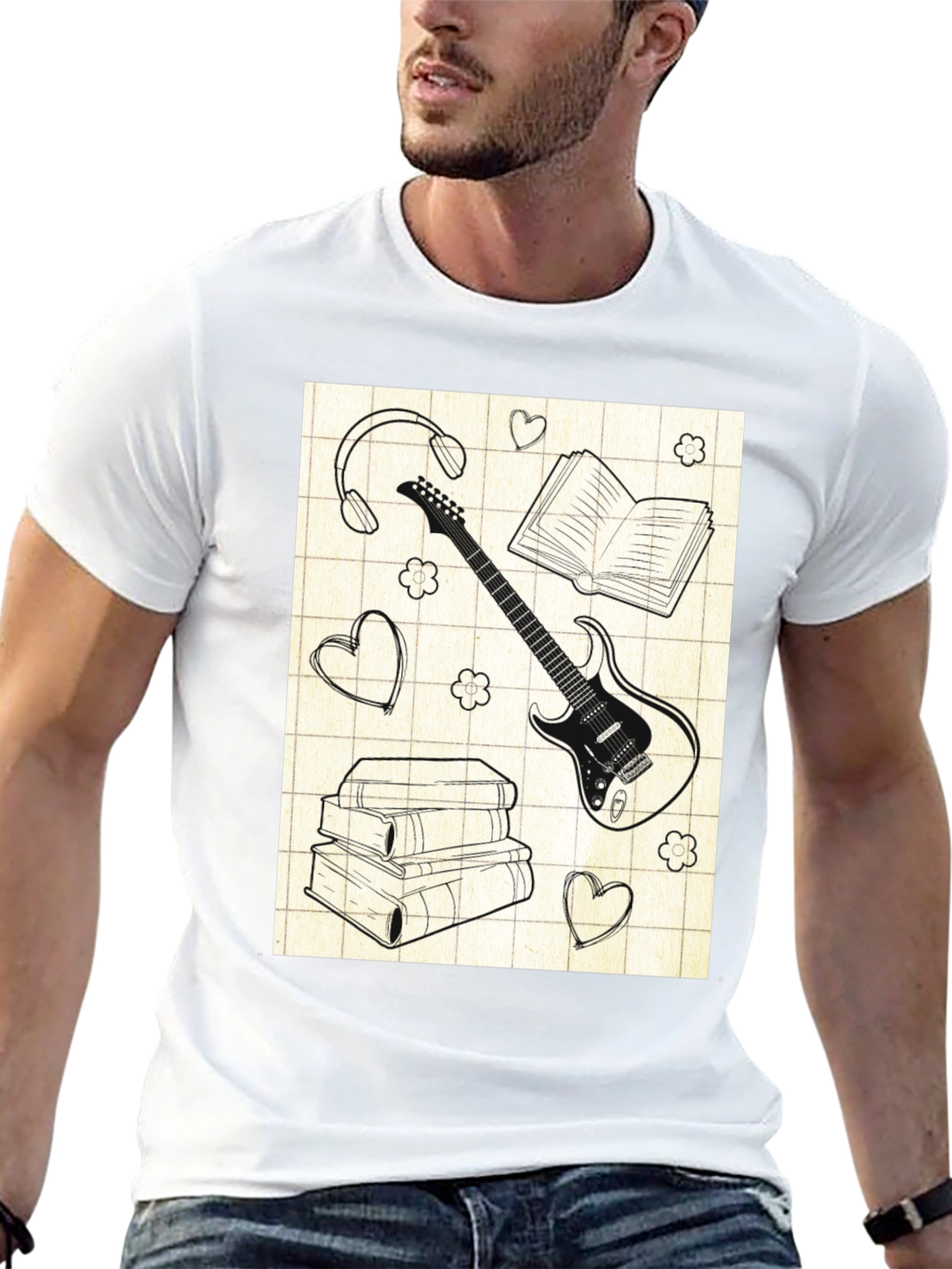Music & Books T-Shirt - Stylish Graphic Tee