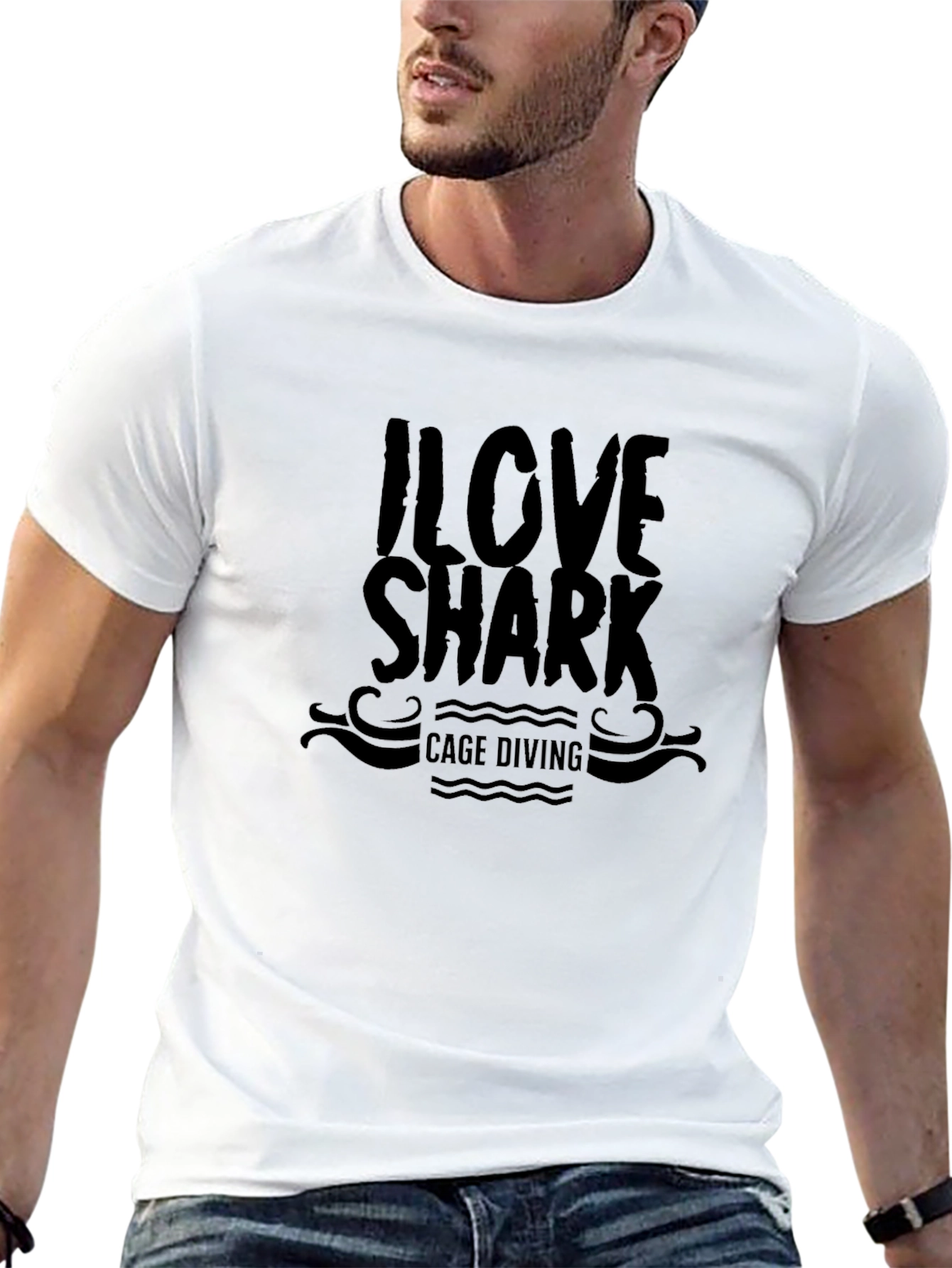 I Love Shark Cage Diving Black T-Shirt