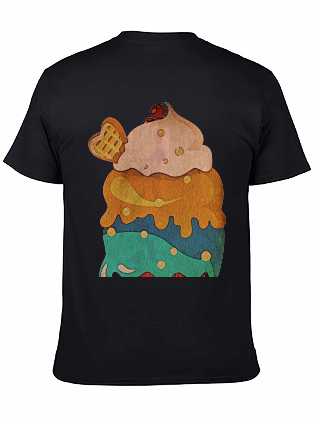 Novelty Dessert T-Shirt - Cupcake with Waffle Heart