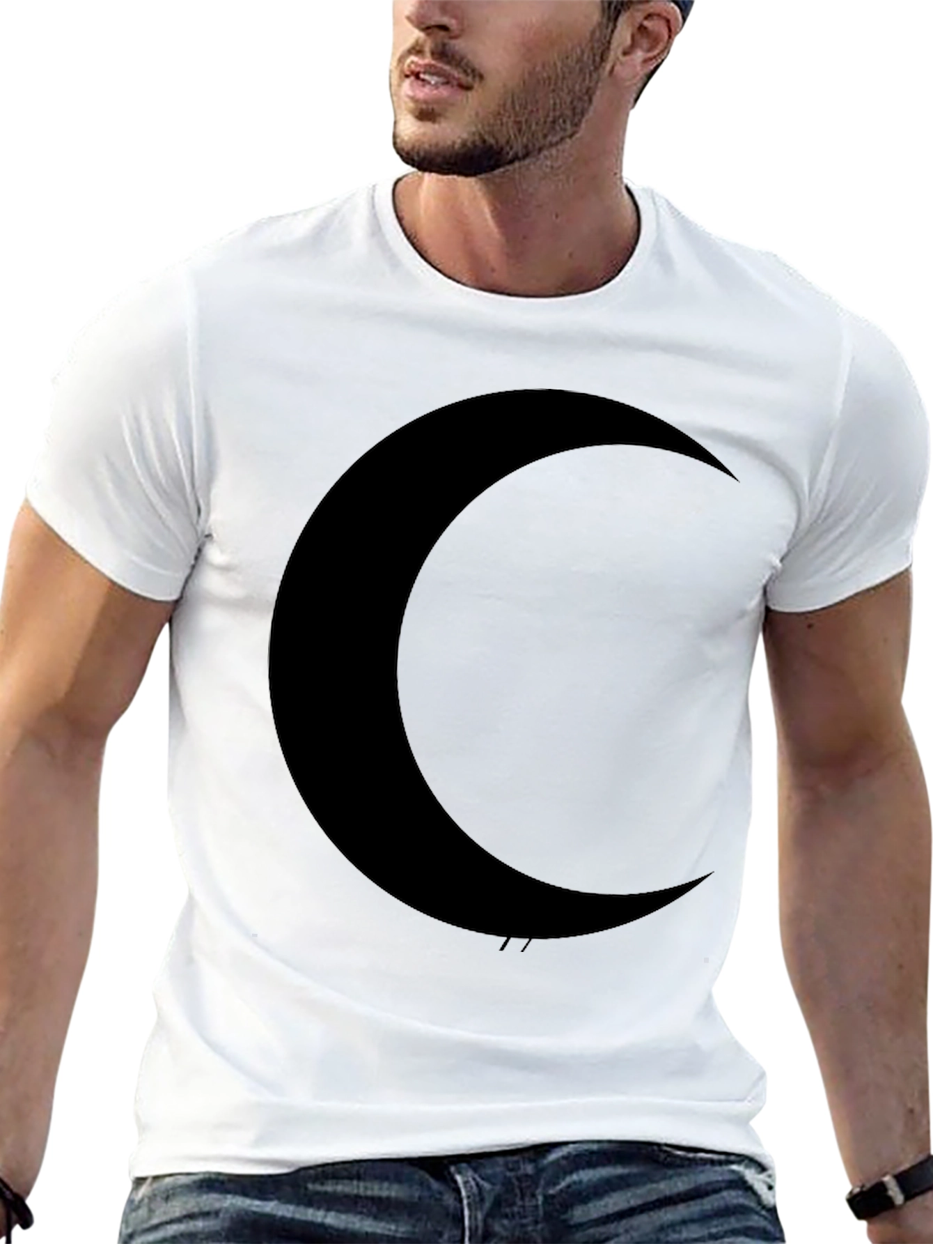 Crescent Moon Graphic Black T-Shirt - Unique Stylish Design