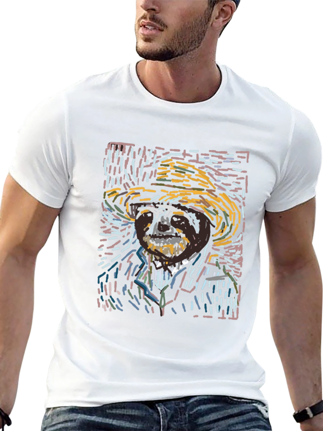 Sloth Van Gogh Style T-Shirt - Artsy Novelty Tee