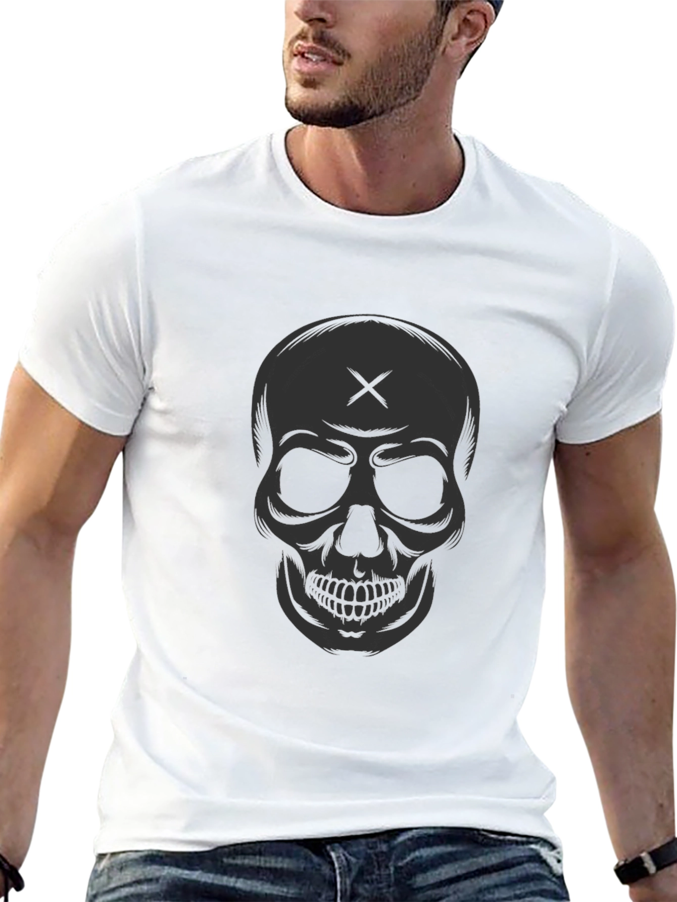 Skull Graphic Tee - Black Cotton T-Shirt