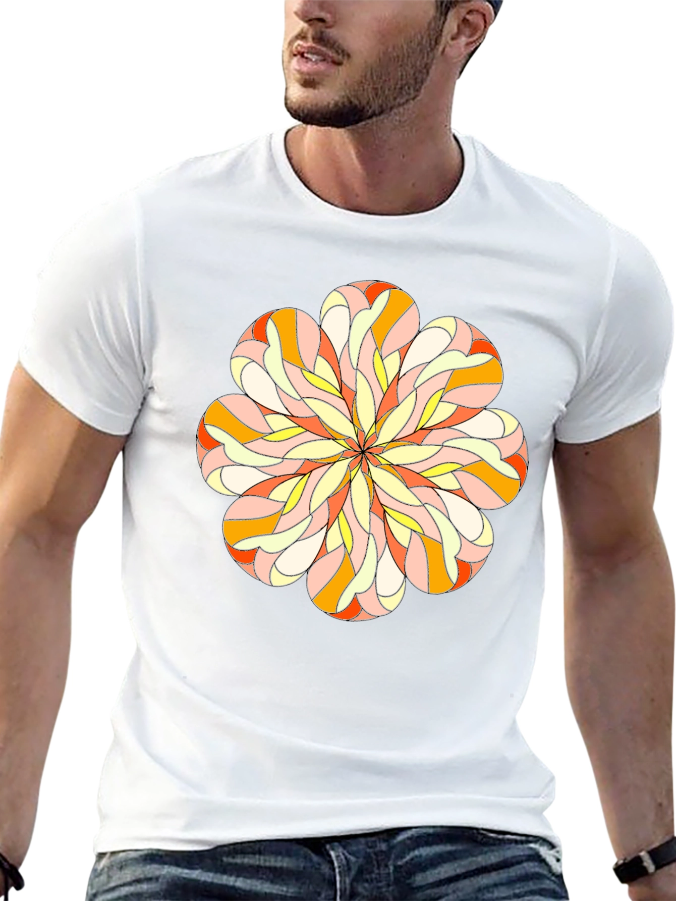Abstract Flower Graphic Black T-Shirt