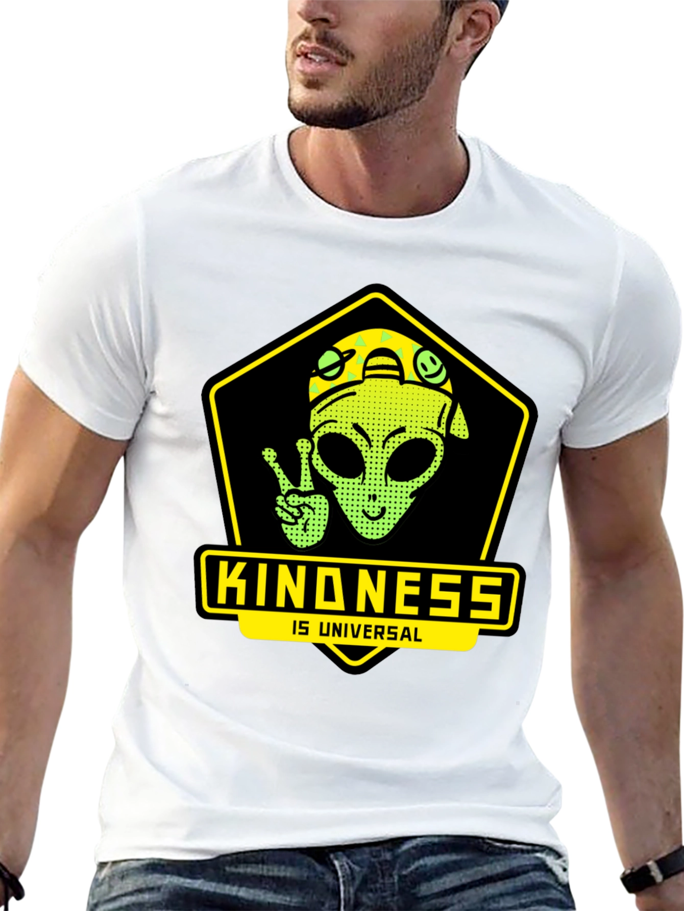 Kindness is Universal Alien Graphic T-Shirt