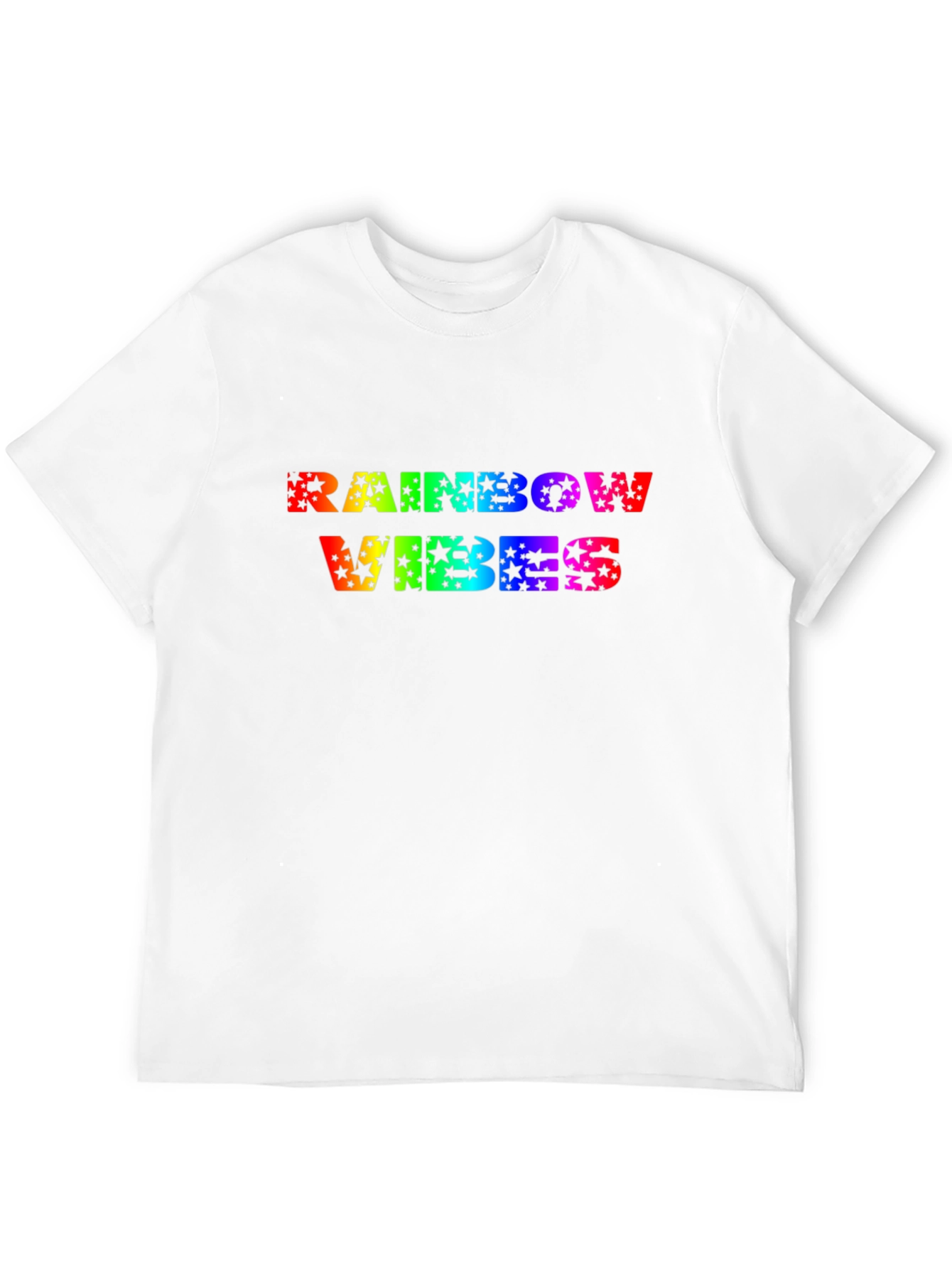 Rainbow Vibes Graphic Tee - Black Cotton T-Shirt