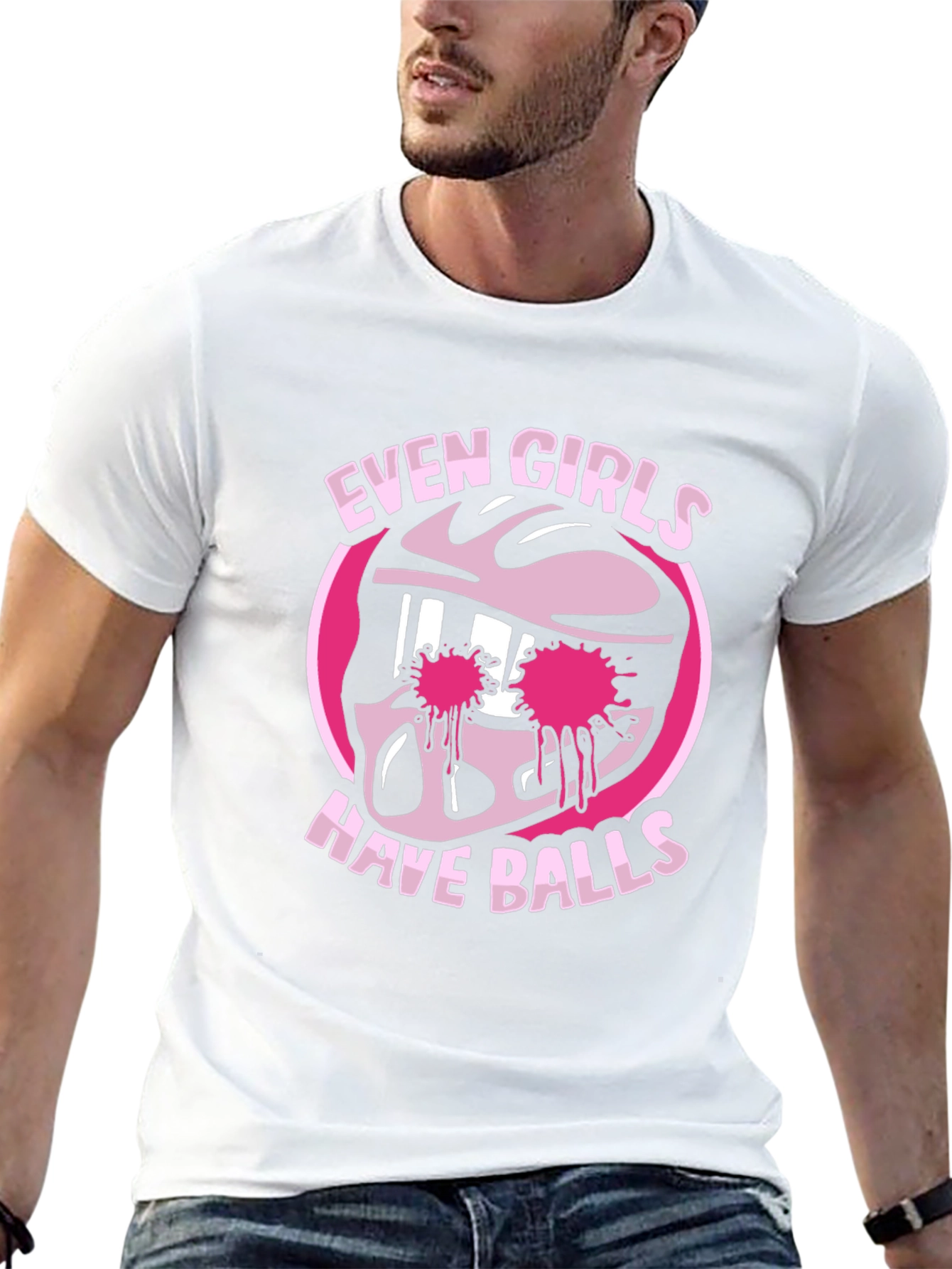 Even Girls Have Balls Graphic T-Shirt - Black