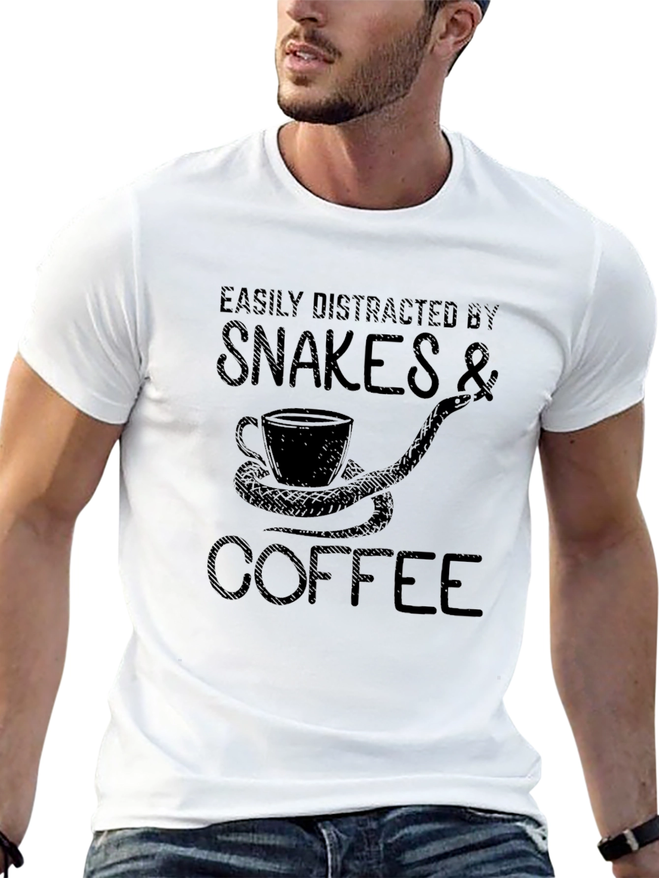 Snakes & Coffee T-Shirt - Easily Distracted Tee