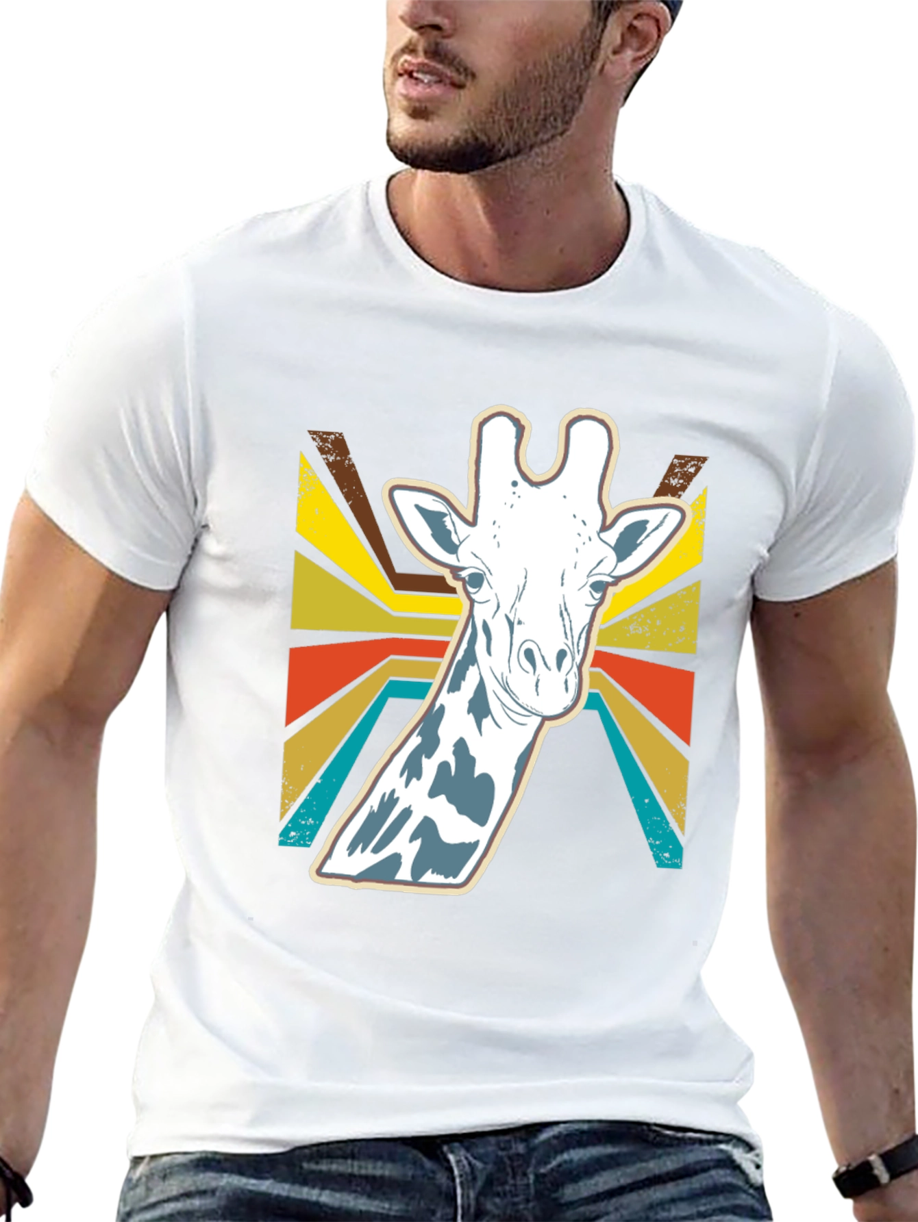 Retro Giraffe Graphic Tee - Black