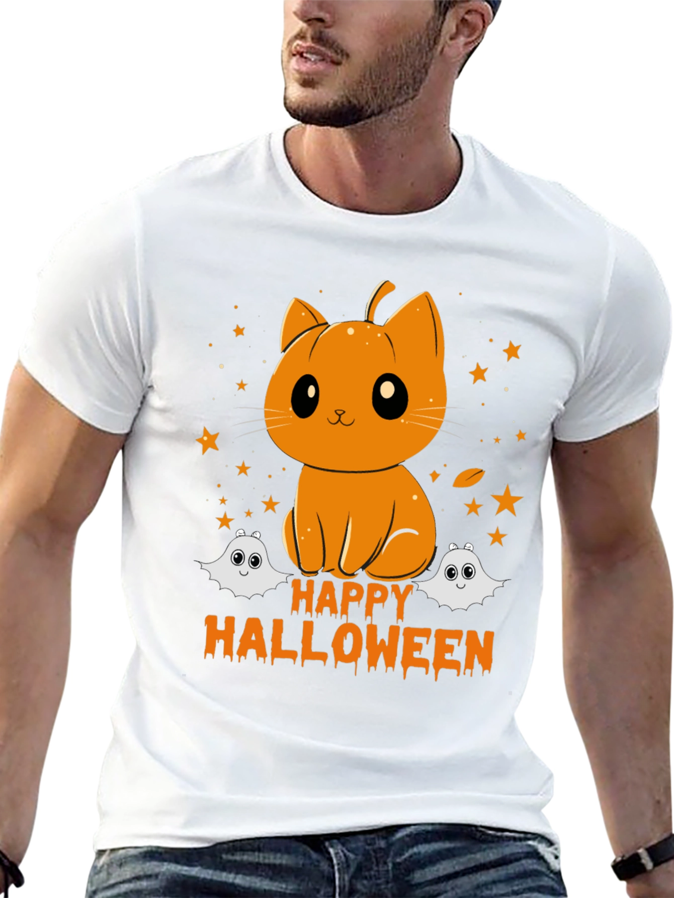 Halloween Pumpkin Cat T-Shirt