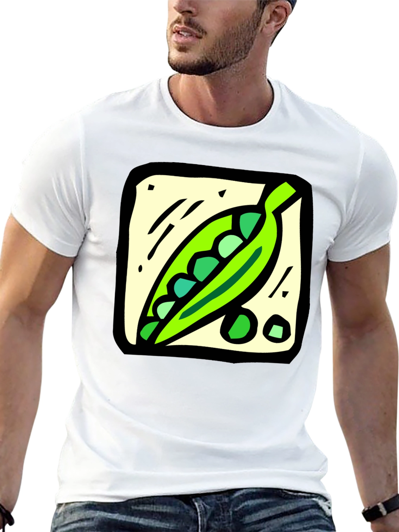 Pea Pod Graphic Tee - Black Cotton T-Shirt