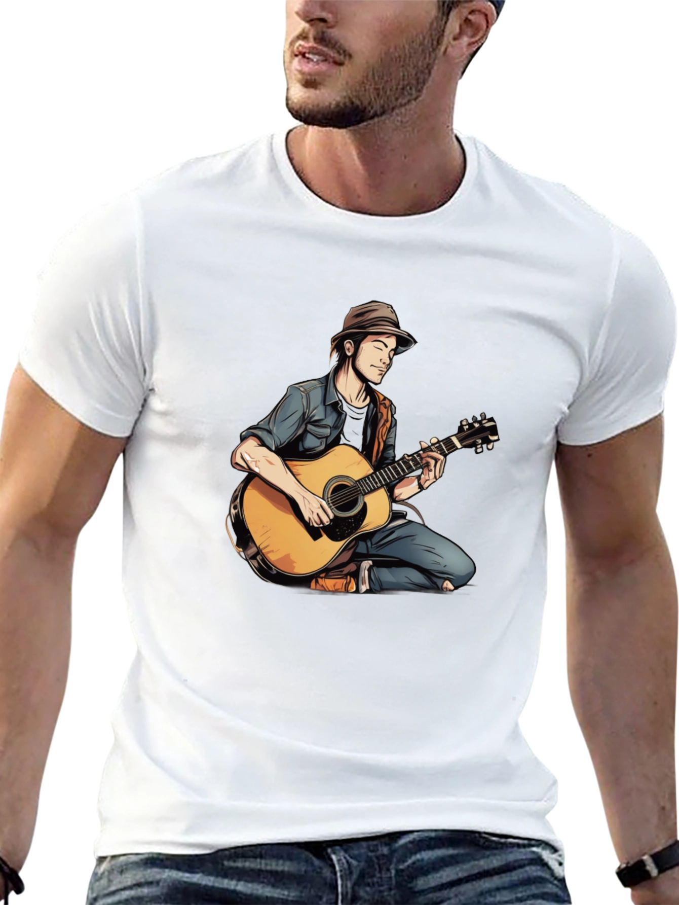 Musician Graphic Tee - Acoustic Guitar Design