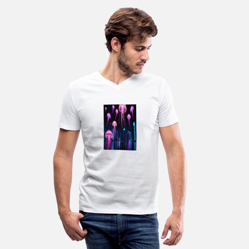 Neon Jellyfish Over Cyber City