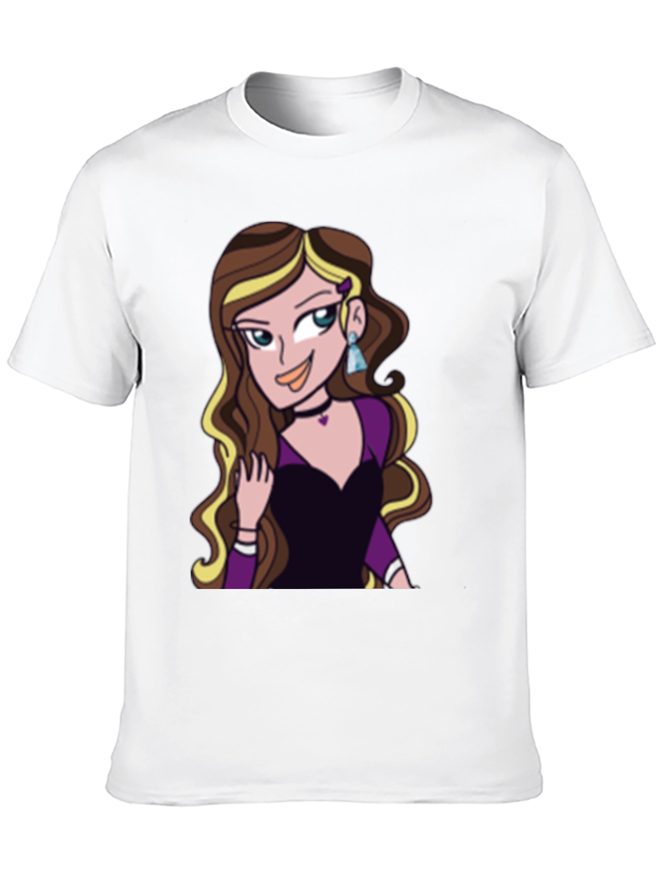 Cartoon Girl Graphic Tee - Black Unisex T-Shirt