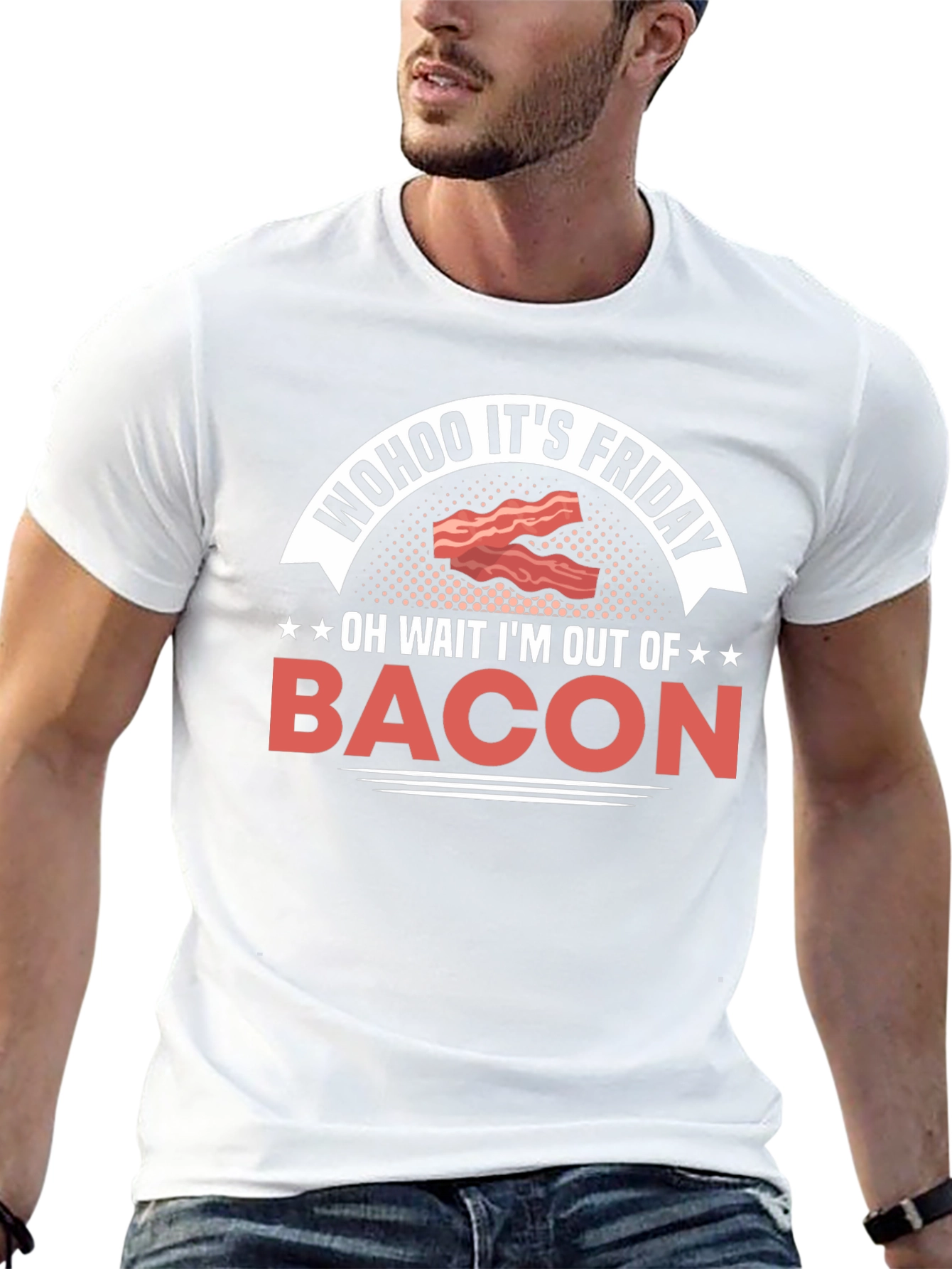 Wohoo Its Friday Bacon Graphic T-Shirt