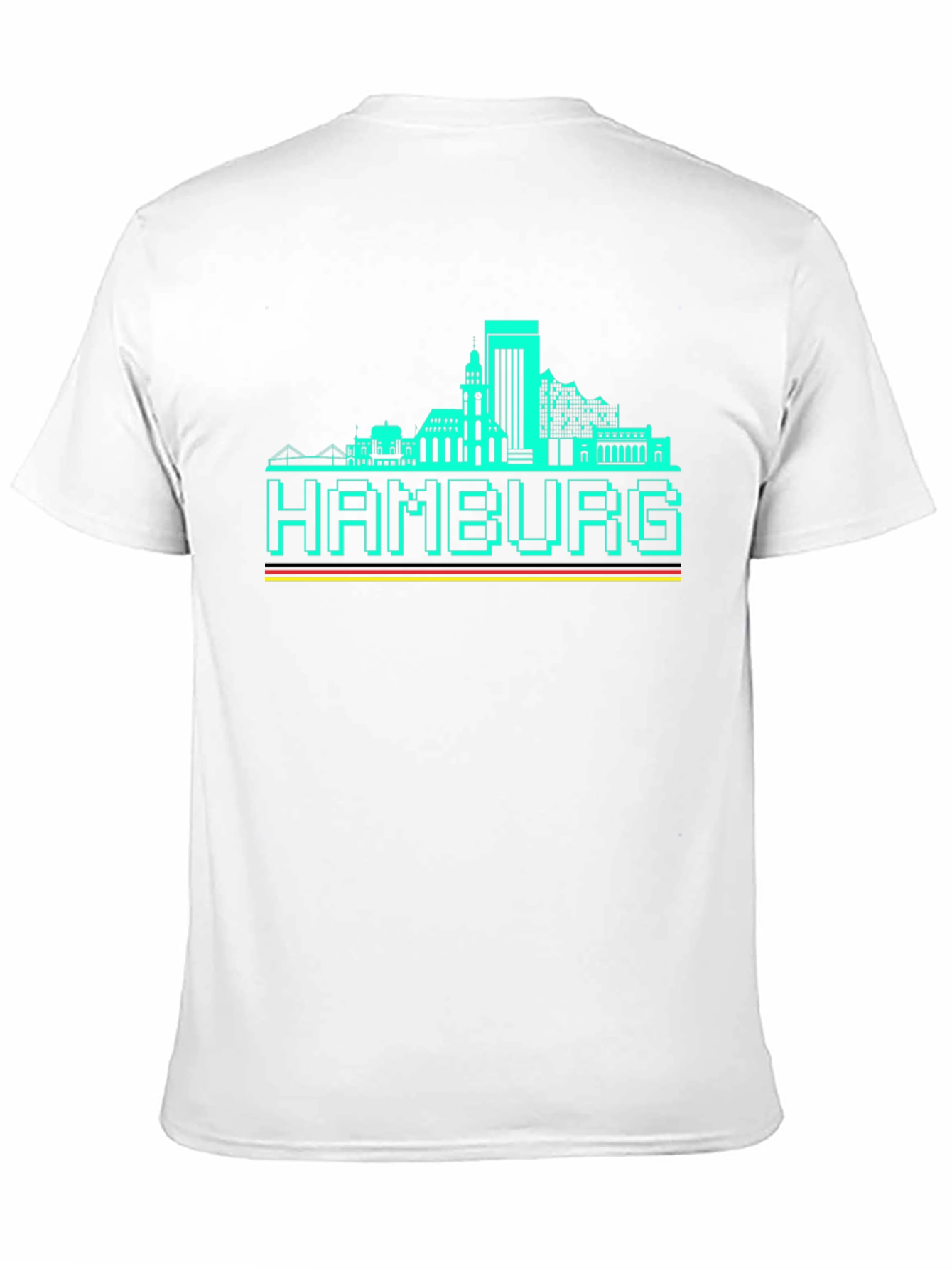 Hamburg Skyline Graphic Tee - Pixel Art Black T-Shirt
