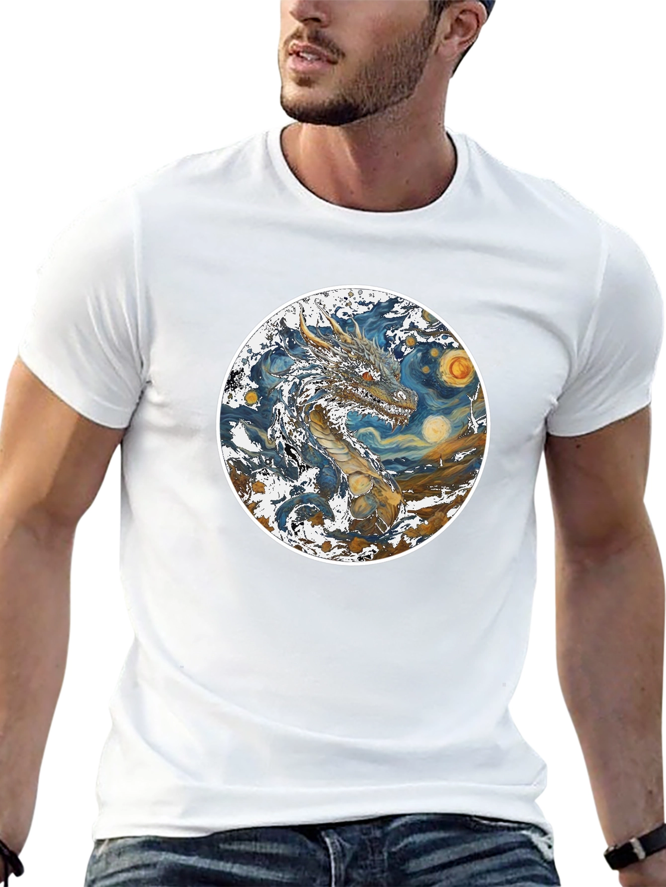 Starry Dragon T-Shirt - Artistic Graphic Tee