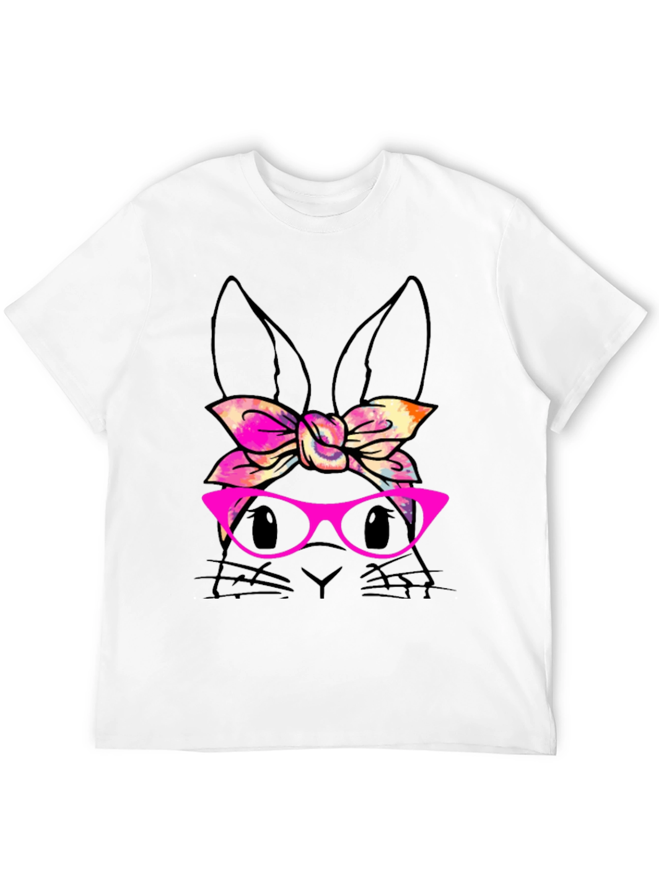 Bunny with Bow & Glasses Black T-Shirt