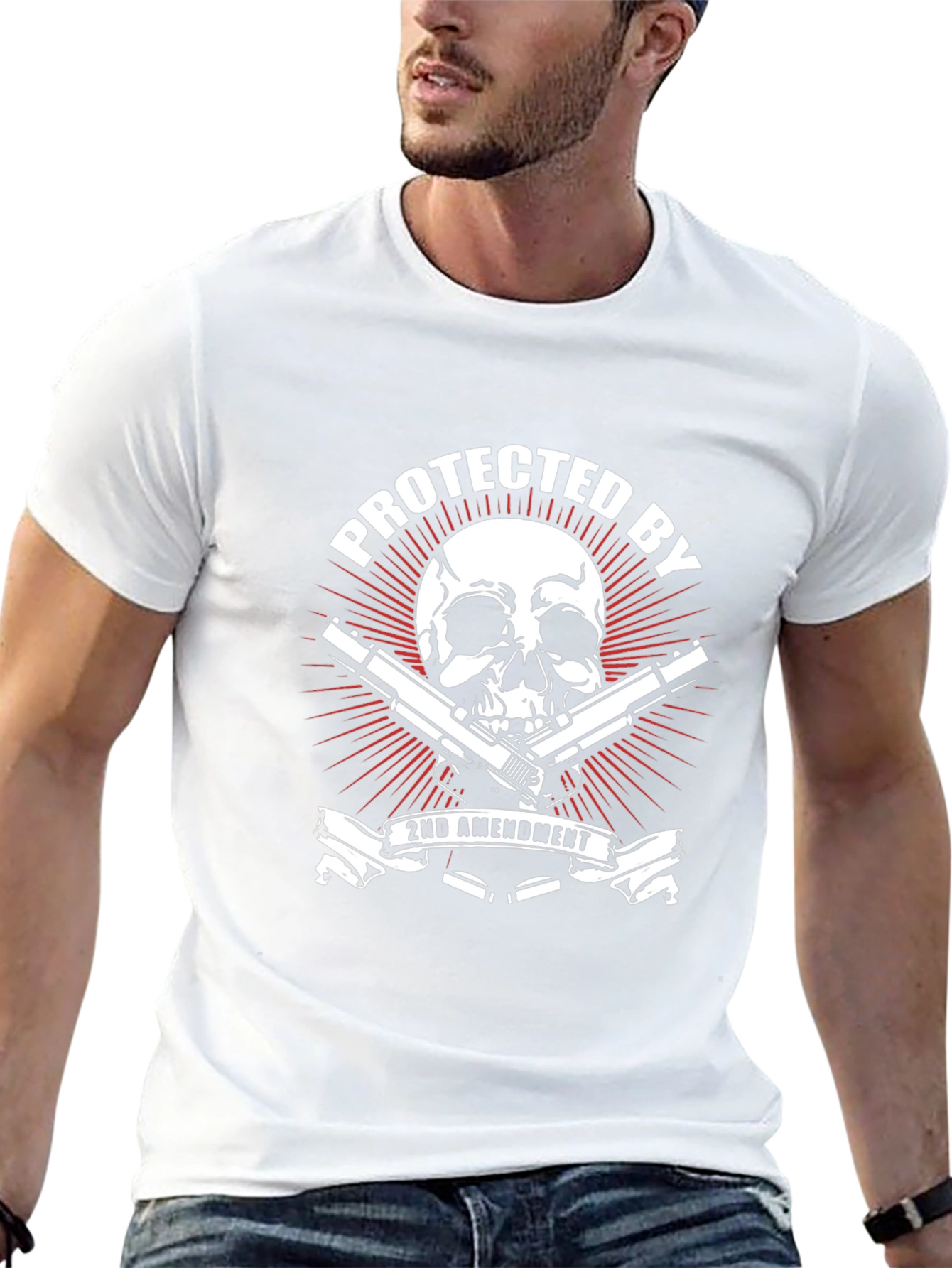 Protected By 2nd Amendment Skull Graphic Tee