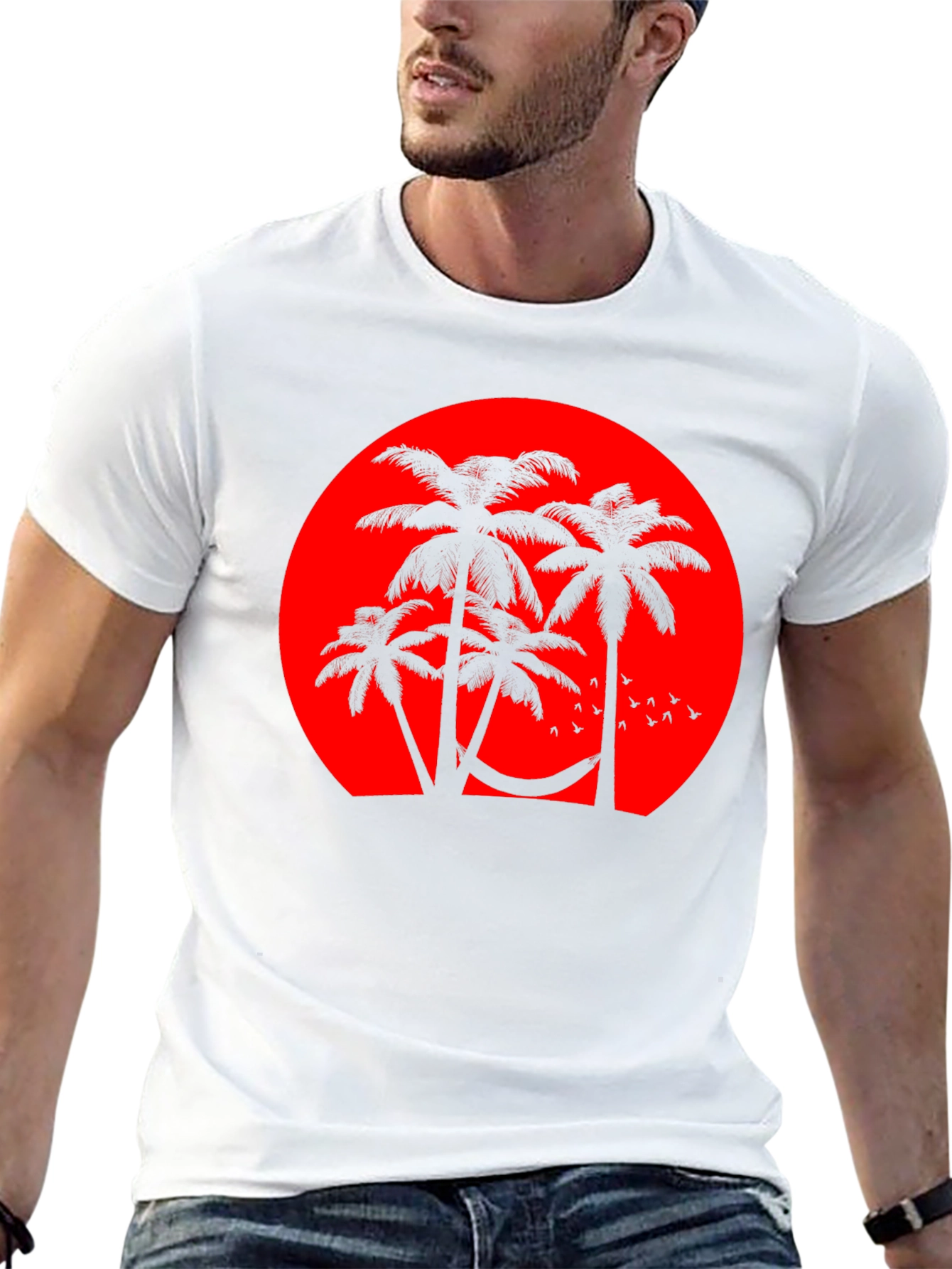 Sunset Palm Tee - Tropical Vibes Black T-Shirt