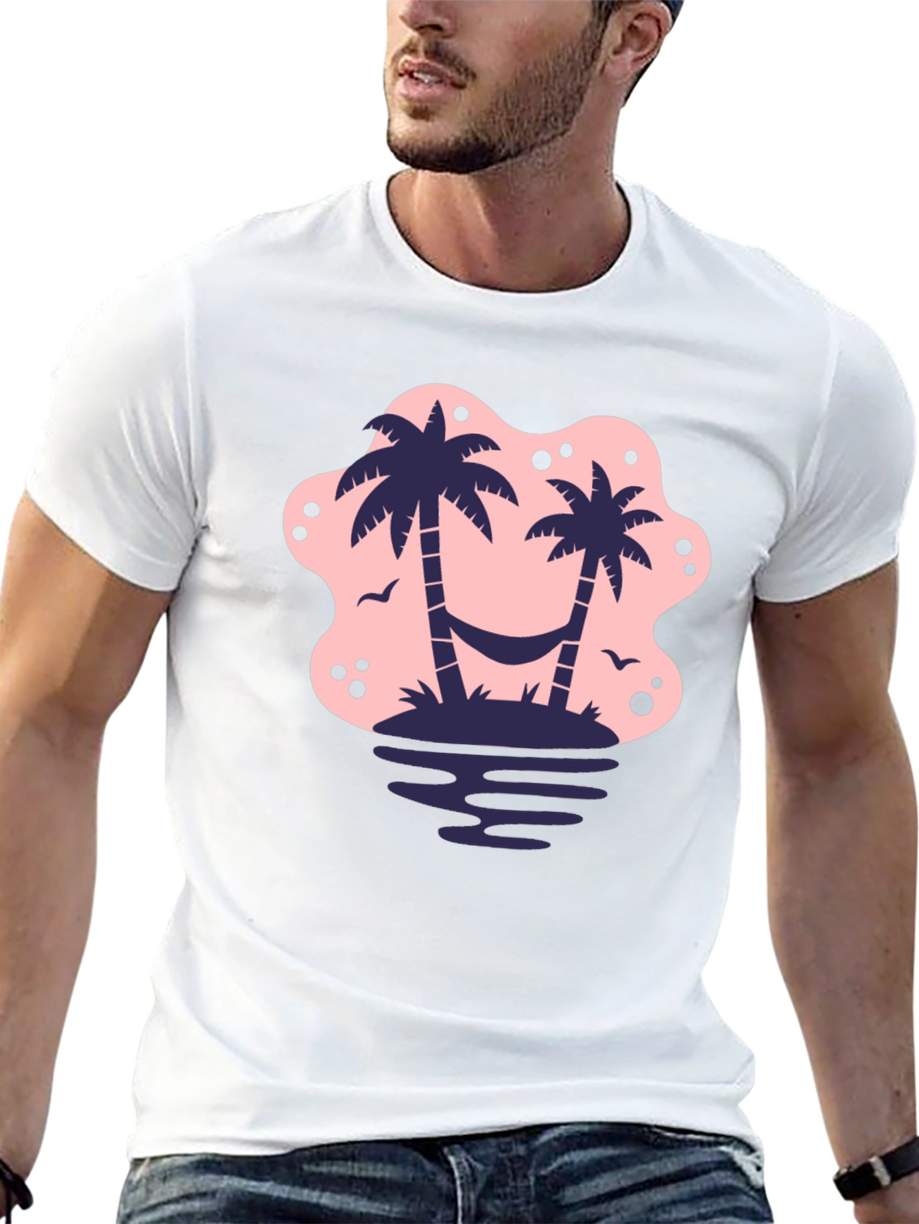 Tropical Island Palm Tree Graphic T-Shirt