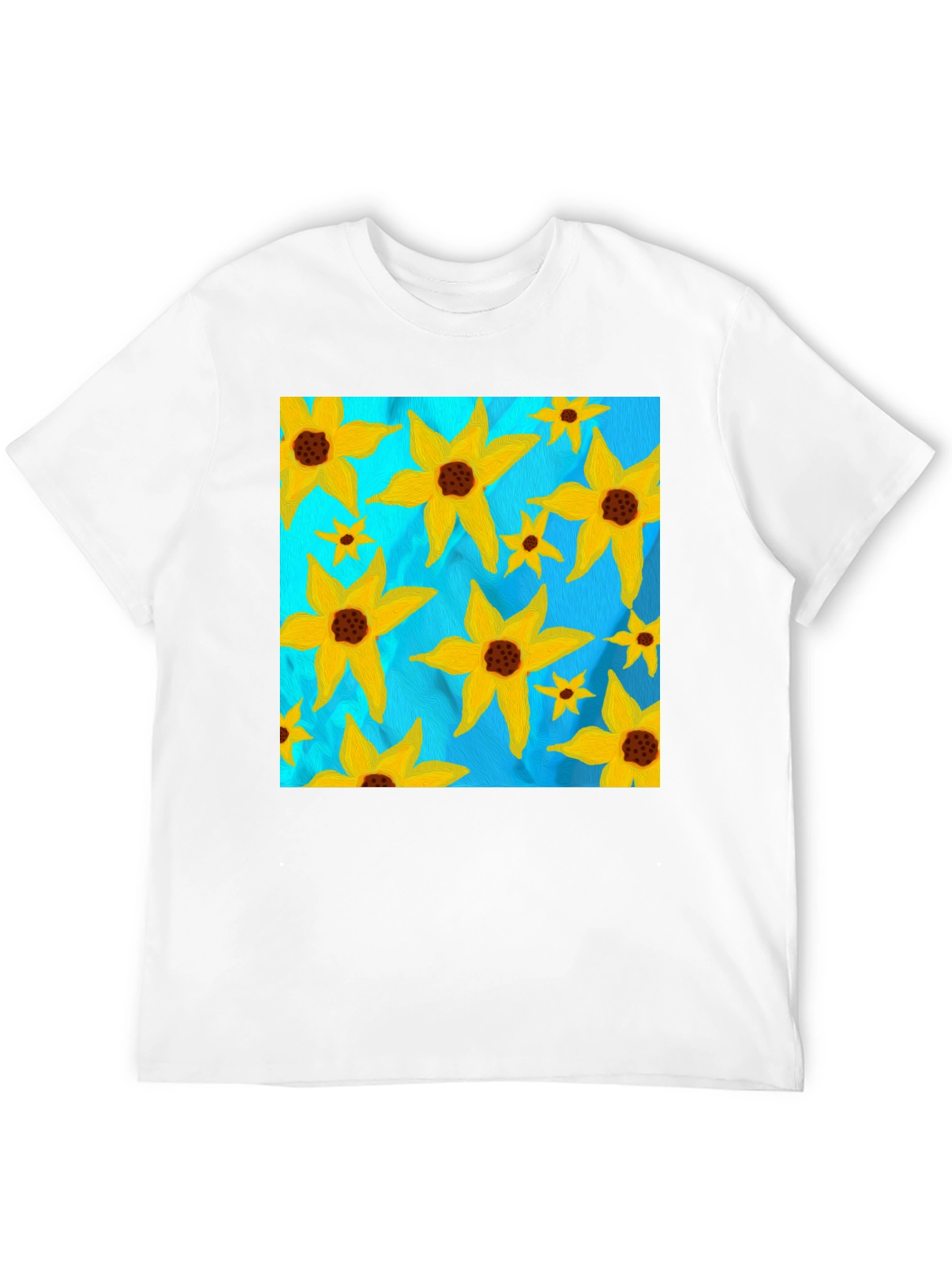 Floral Sun Graphic Tee - Black Casual T-Shirt