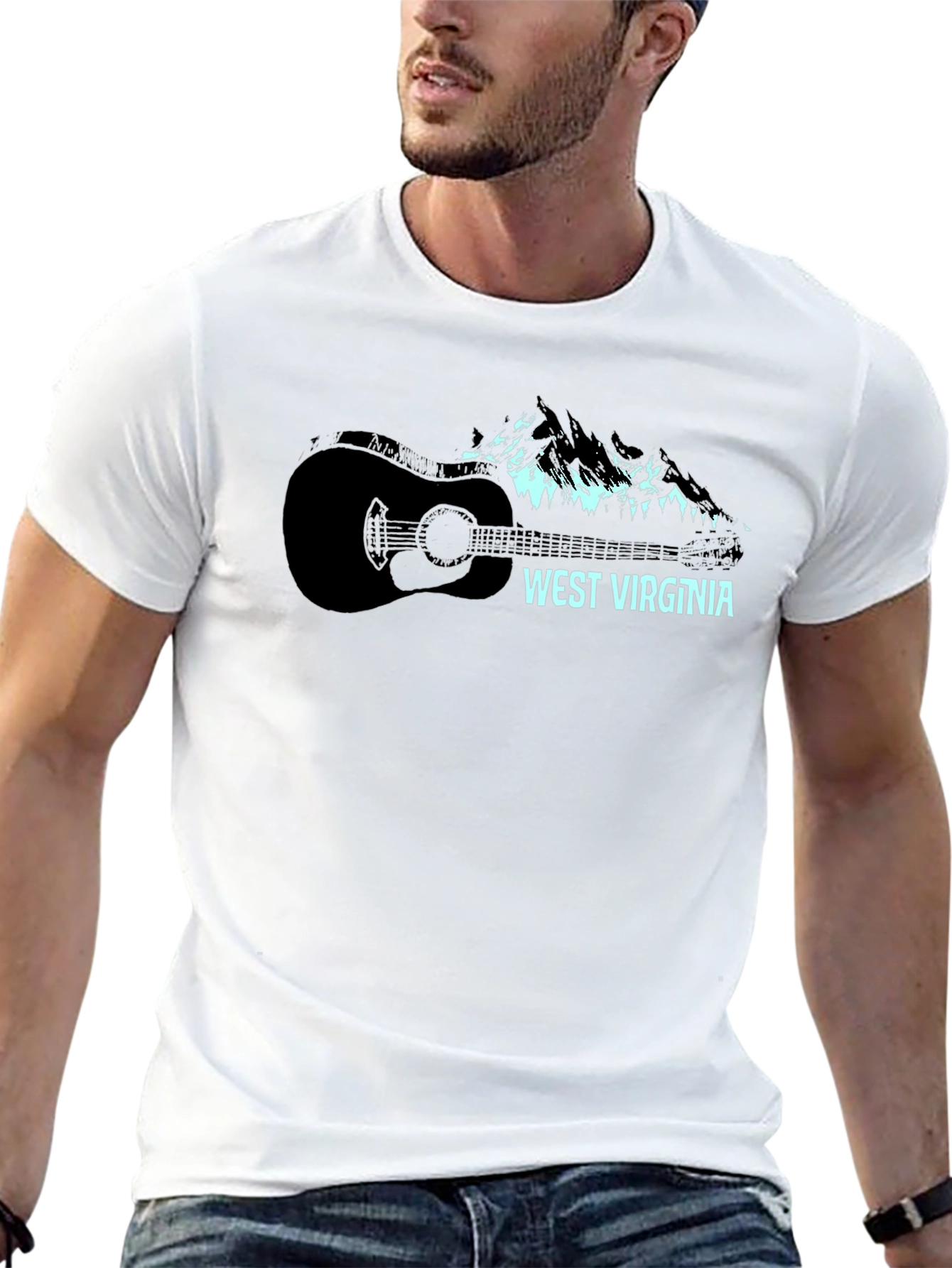 West Virginia Guitar & Mountain Graphic Tee