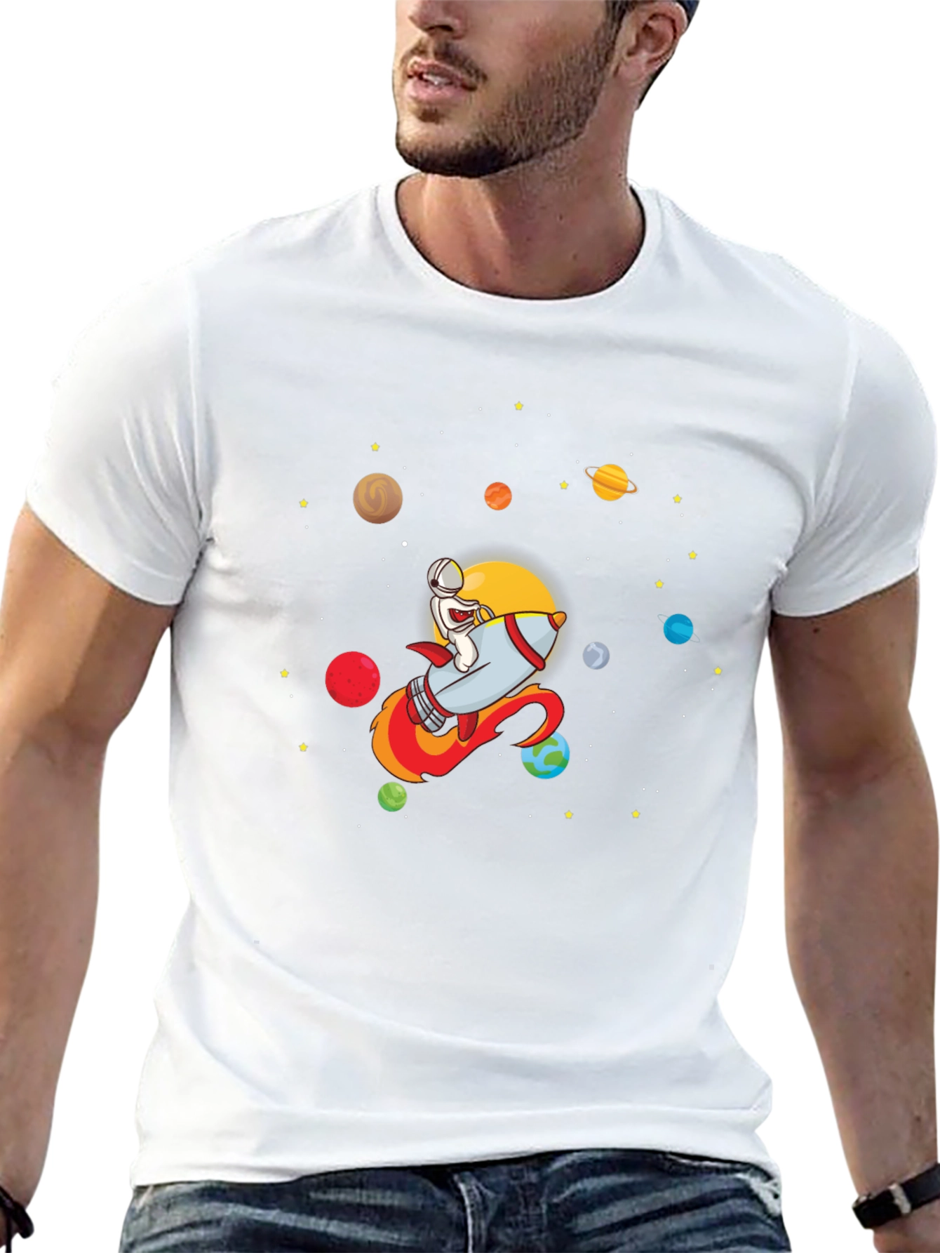 Astronaut Rocket T-Shirt - Galaxy Graphic Tee