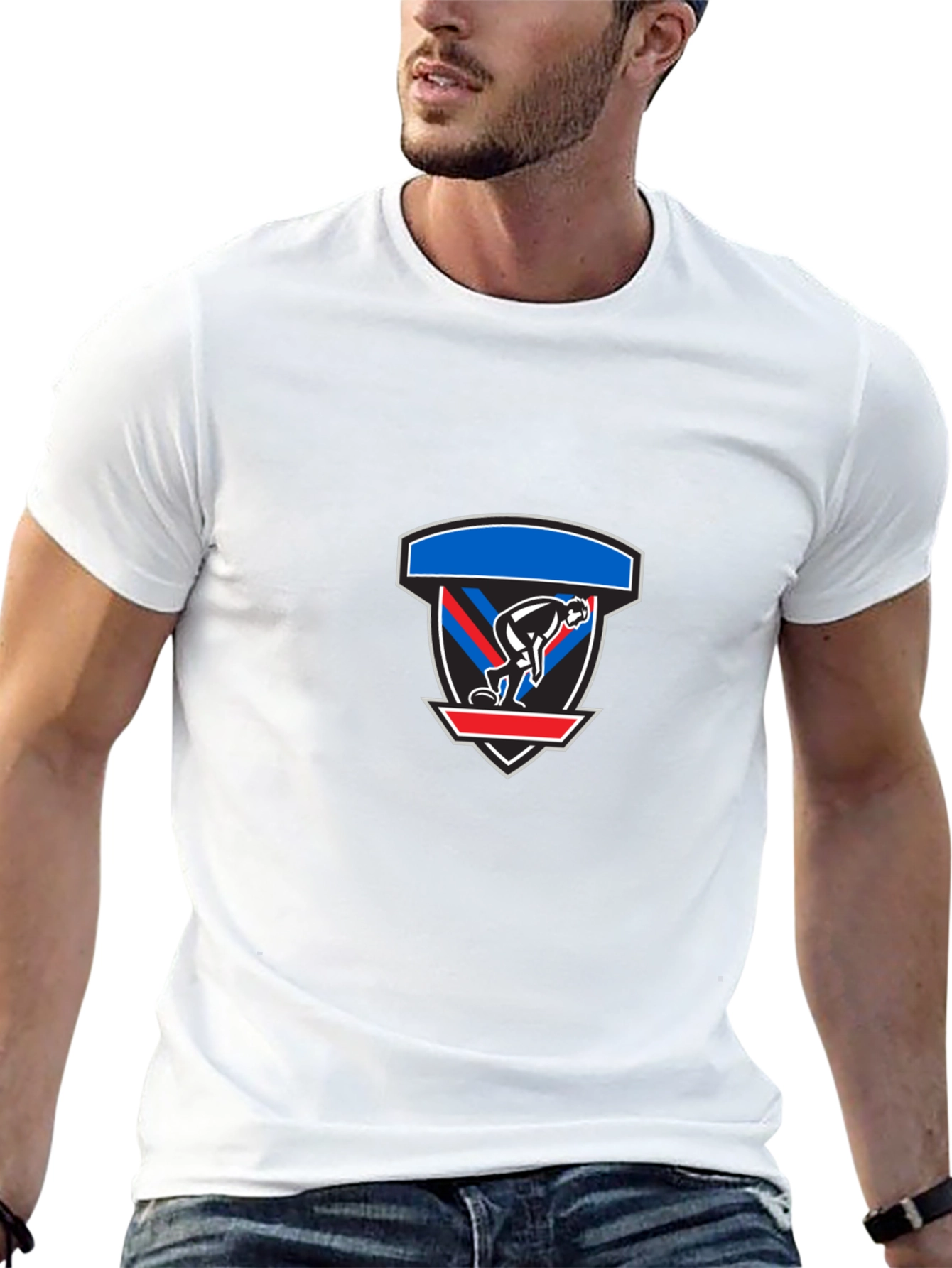 Black Graphic Tee: Abstract Shield Design