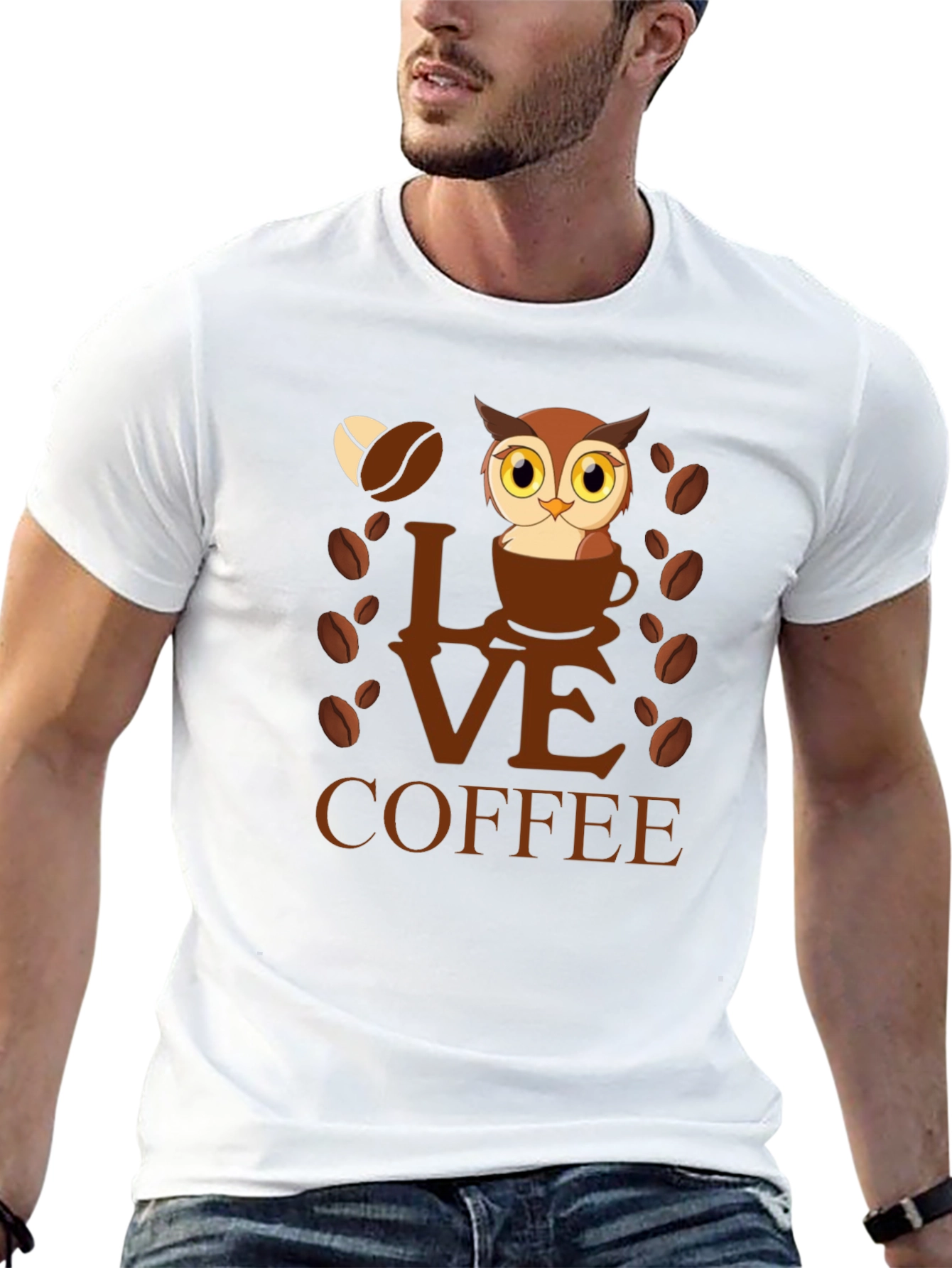Owl Love Coffee Graphic T-Shirt