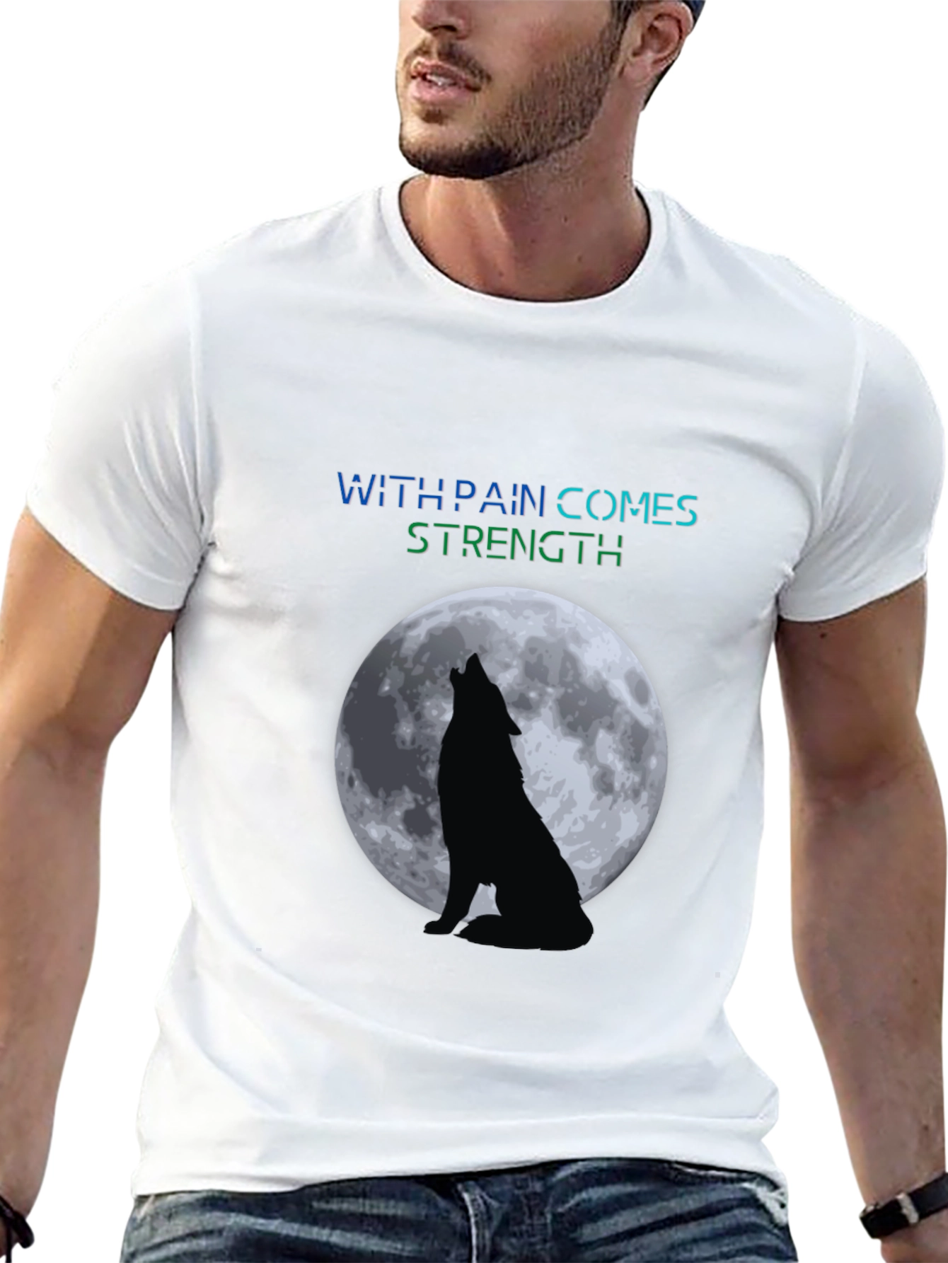 Wolf Moon T-Shirt - With Pain Comes Strength