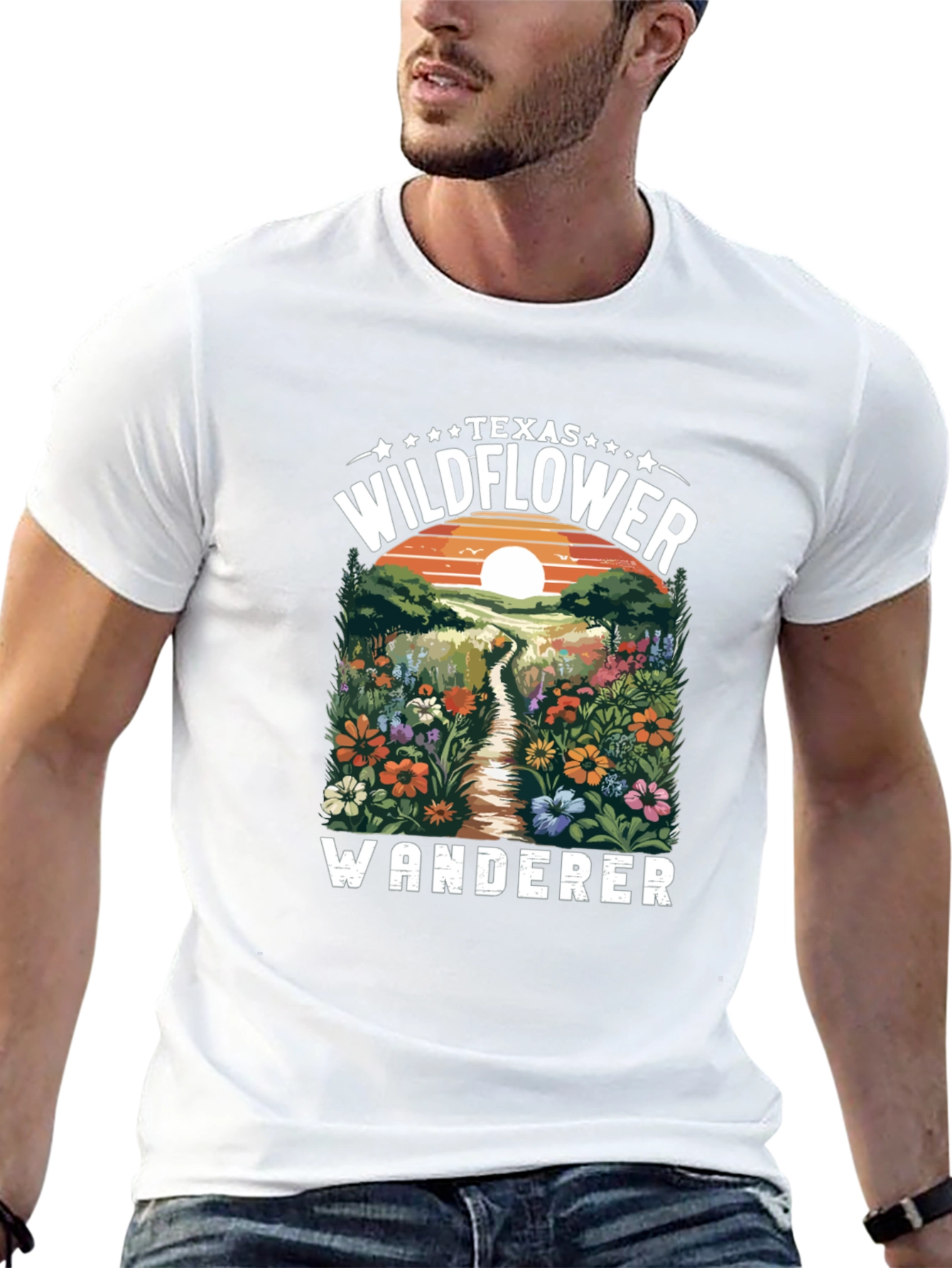 Texas Wildflower Wanderer Black Graphic Tee