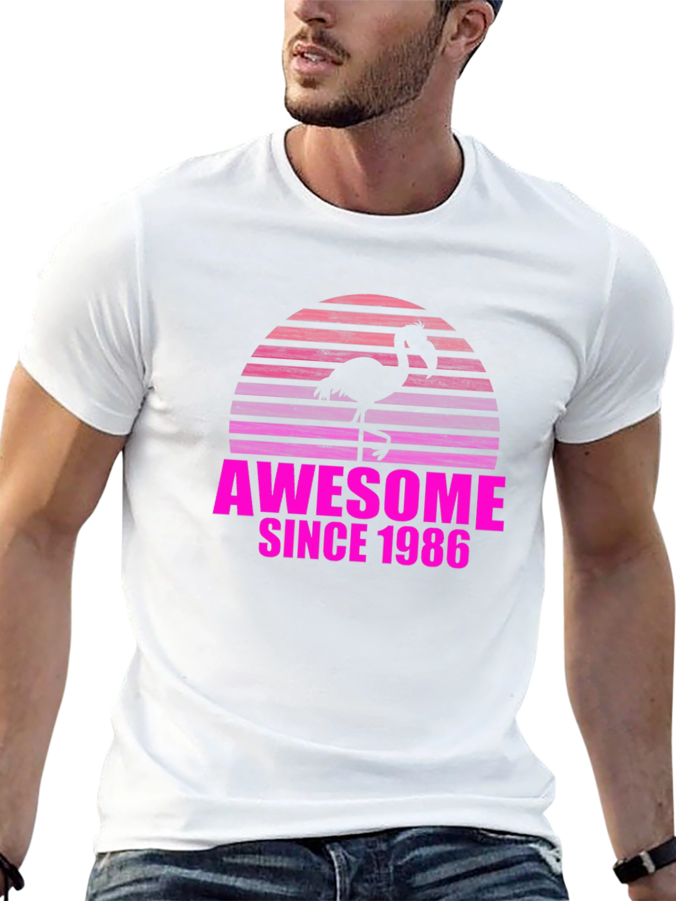 Awesome Since 1986 Flamingo Graphic T-Shirt