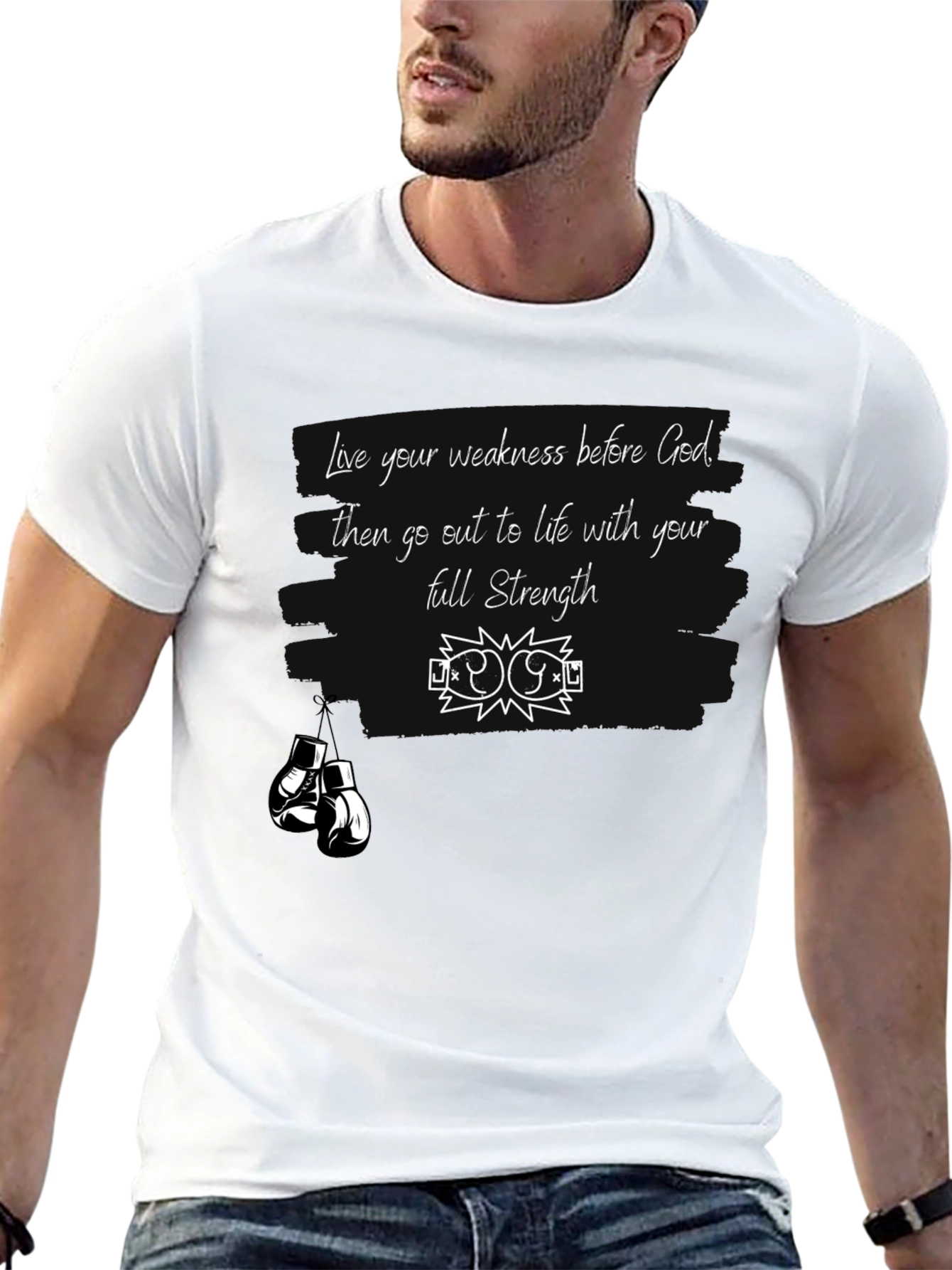Motivational Strength T-Shirt - Boxing Gloves Design