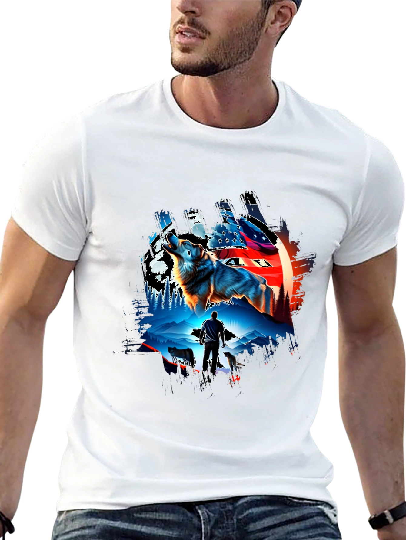 Wolf Pack Graphic T-Shirt - Mens Black Tee