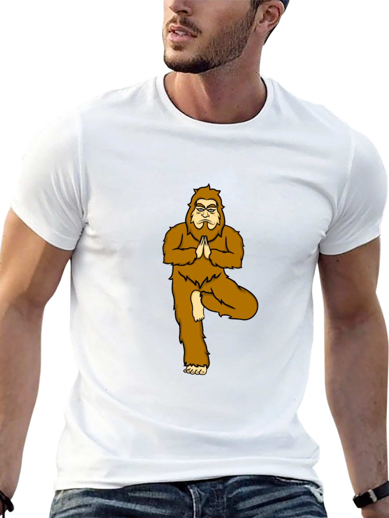 Yoga Bigfoot Black T-Shirt - Novelty Tee