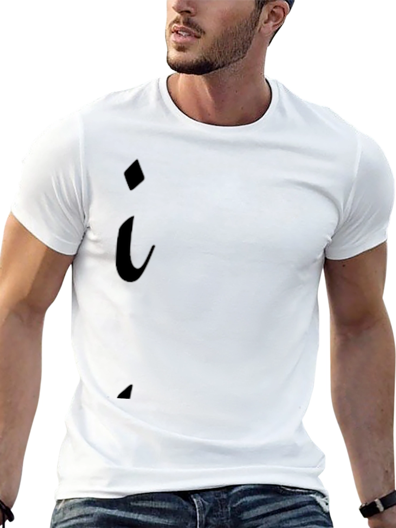 Mens Black Stylish Letter I T-Shirt Casual Wear