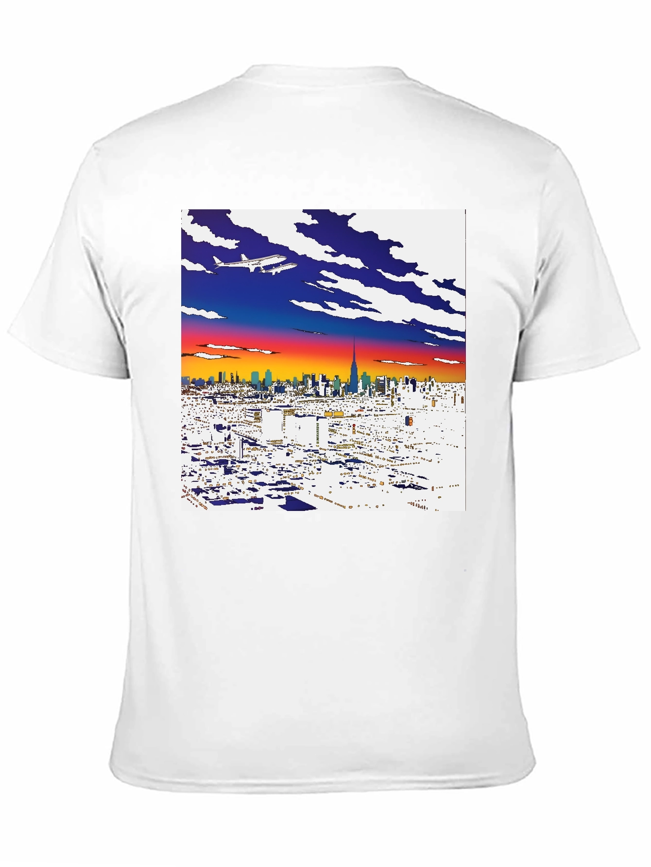 Cityscape Airplane Graphic Tee