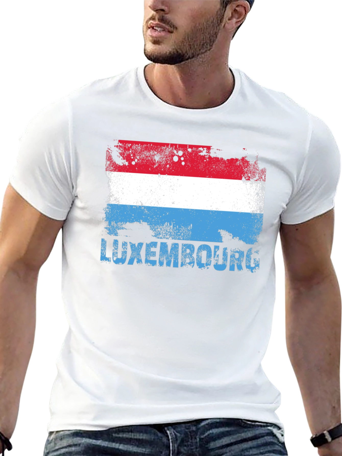 Luxembourg Flag Distressed Mens T-shirt