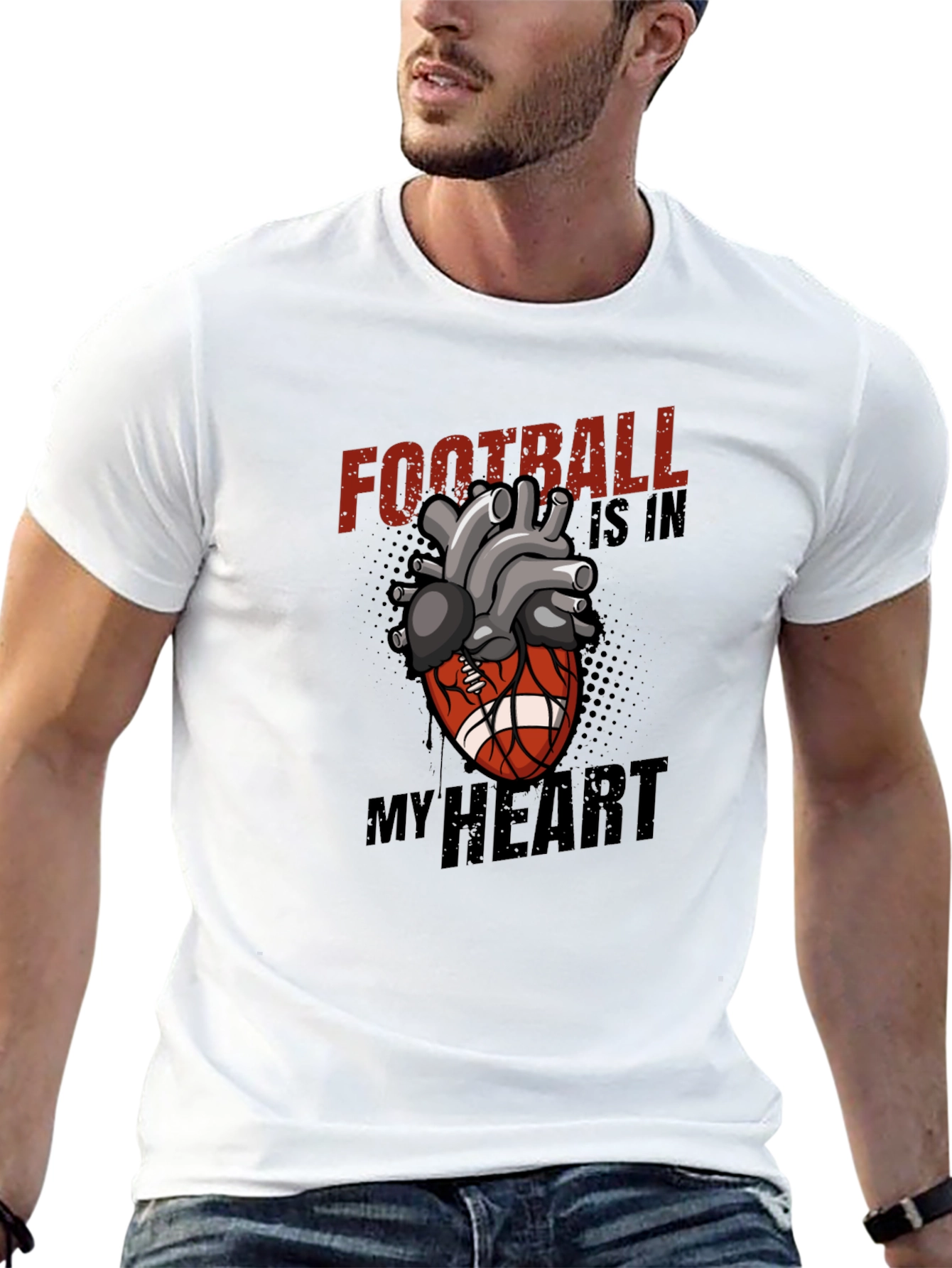 Football Is In My Heart Graphic T-Shirt